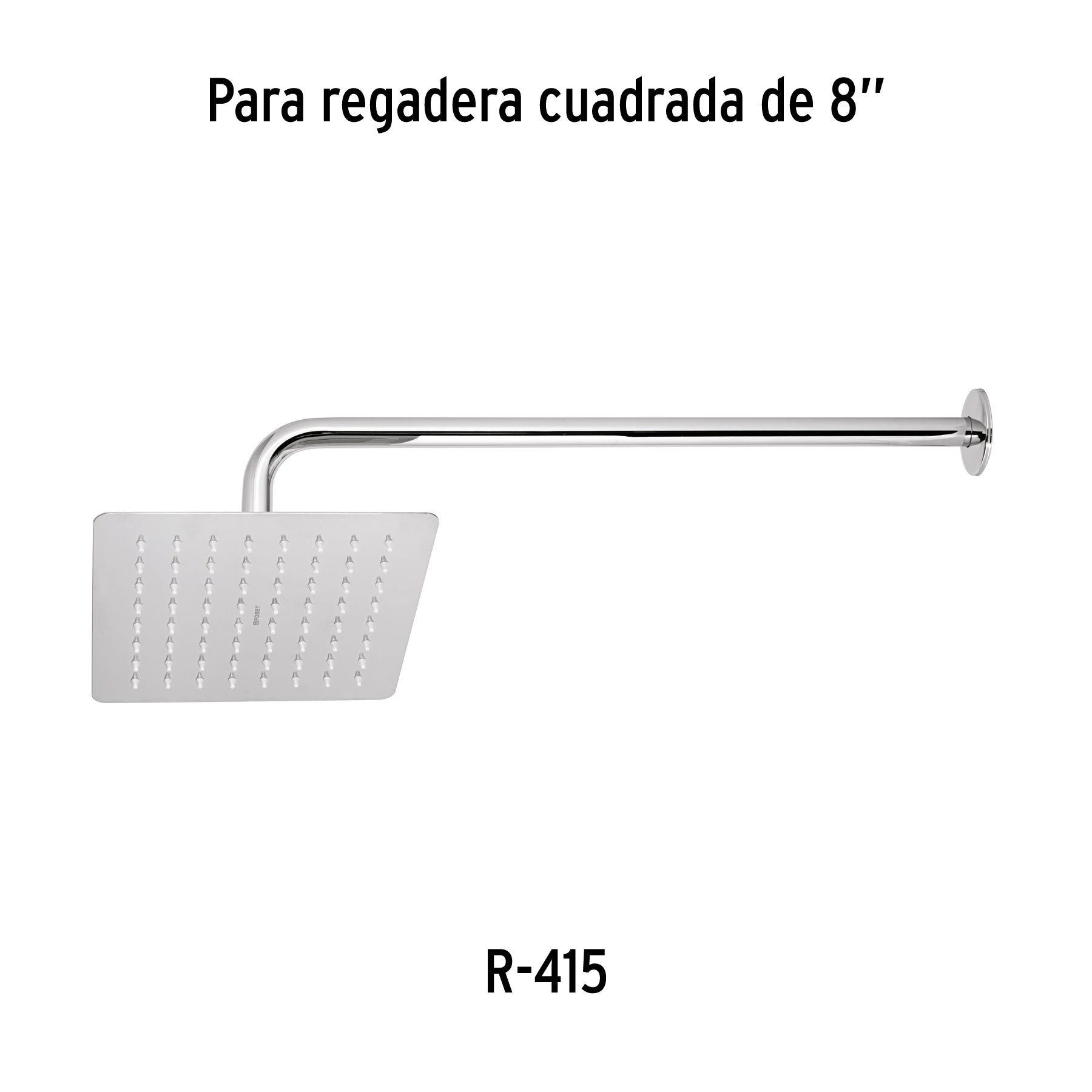 Brazo recto 50 cm con chapetón para regadera, cromo, Foset