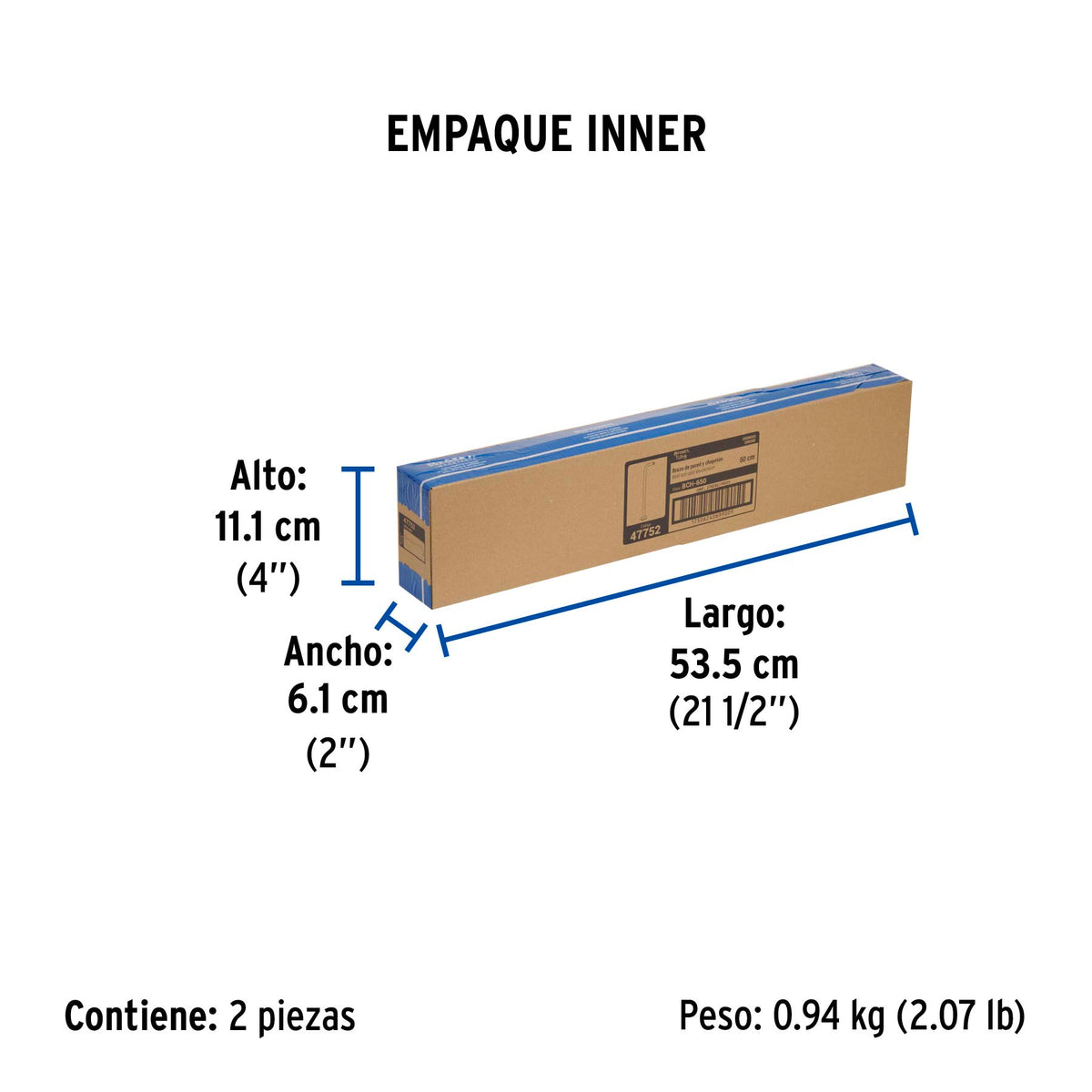 Brazo recto 50 cm con chapetón para regadera, cromo, Foset
