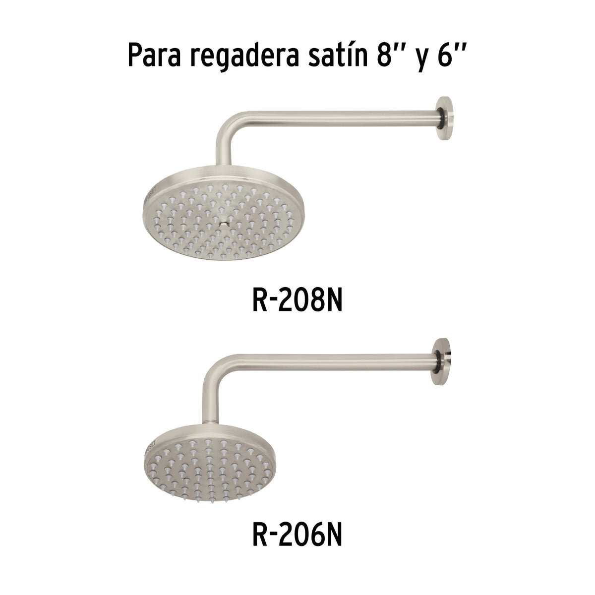 Brazo y chapetón de repuesto para regadera, 30 cm, satinado