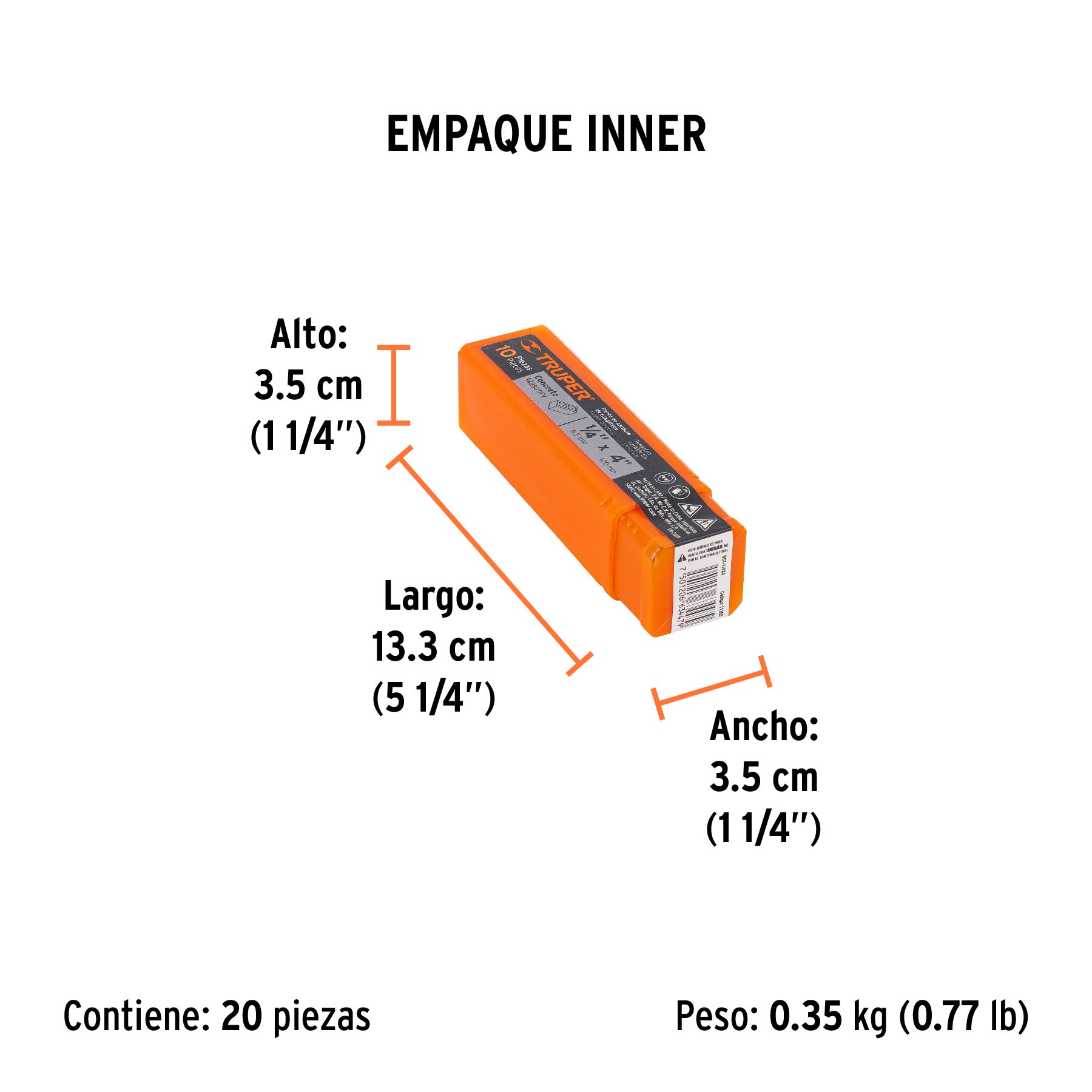 Broca para concreto, 1/4 x 4"