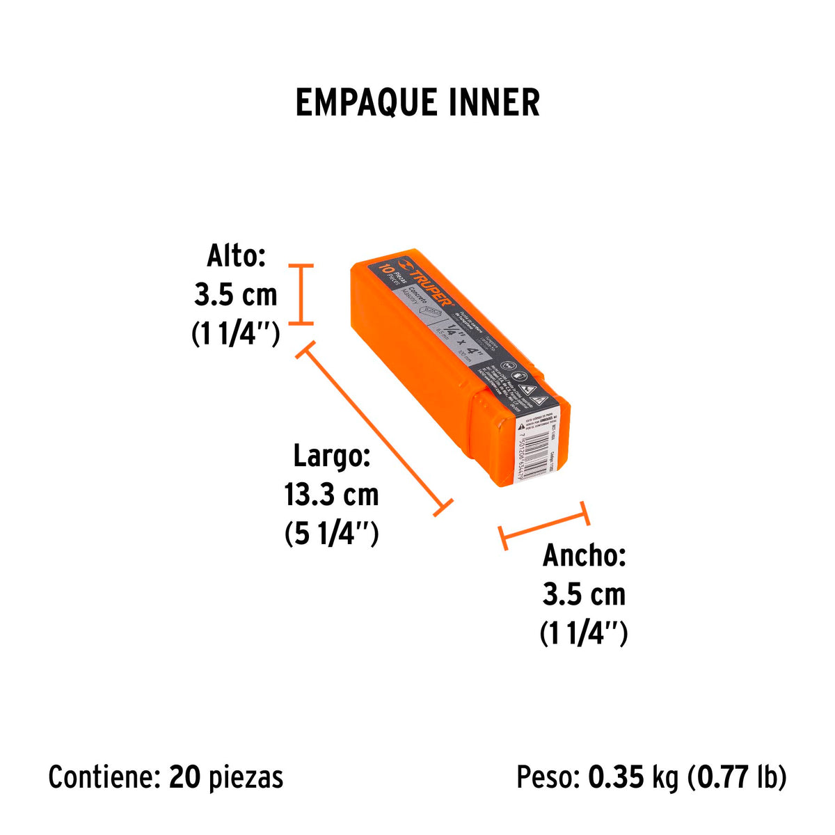 Broca para concreto, 1/4 x 4"
