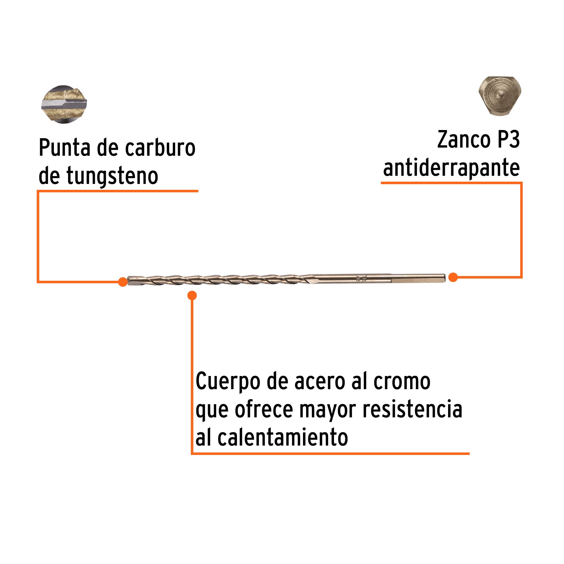 Broca para concreto, 3/16 x 6"