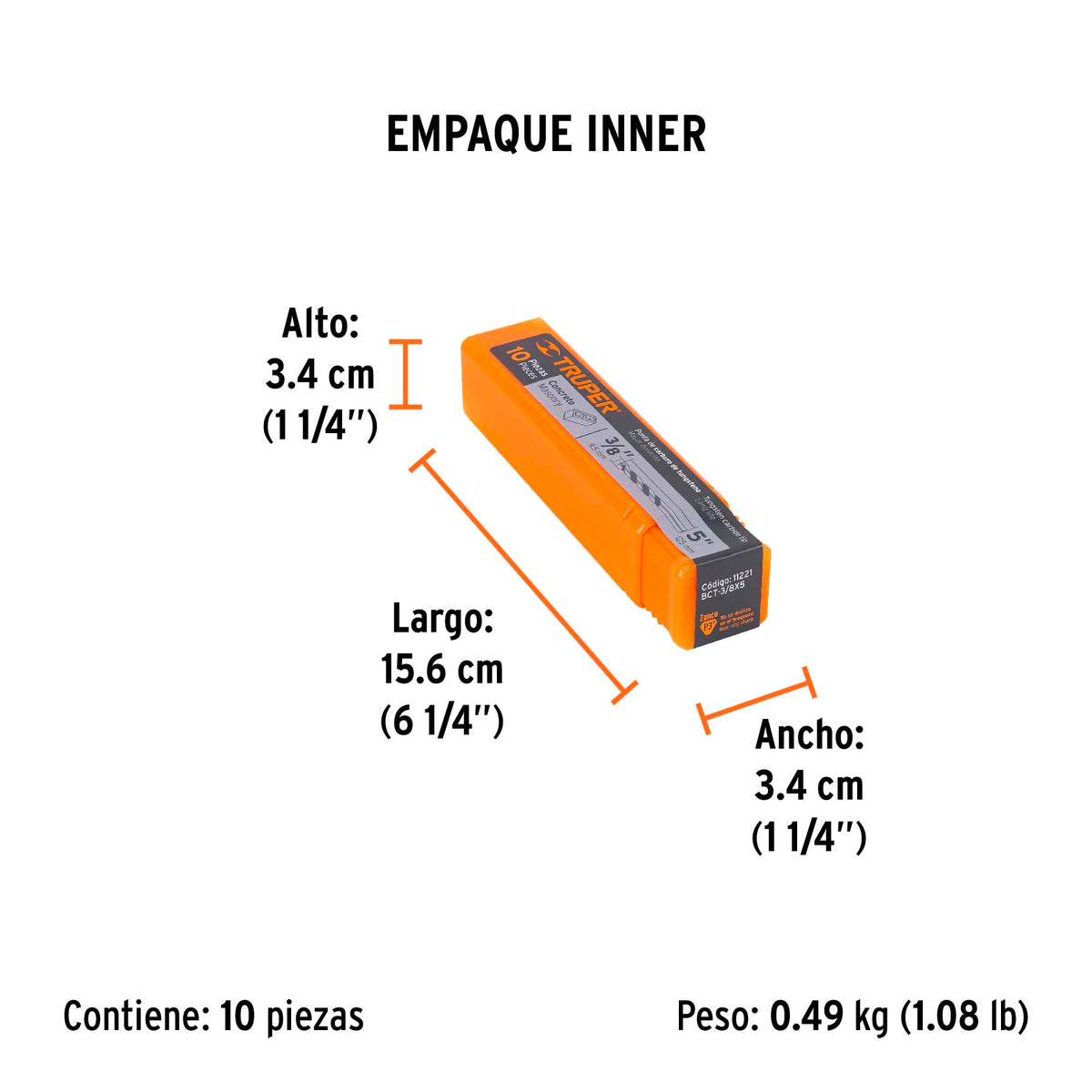 Broca para concreto, 3/8 x 5"