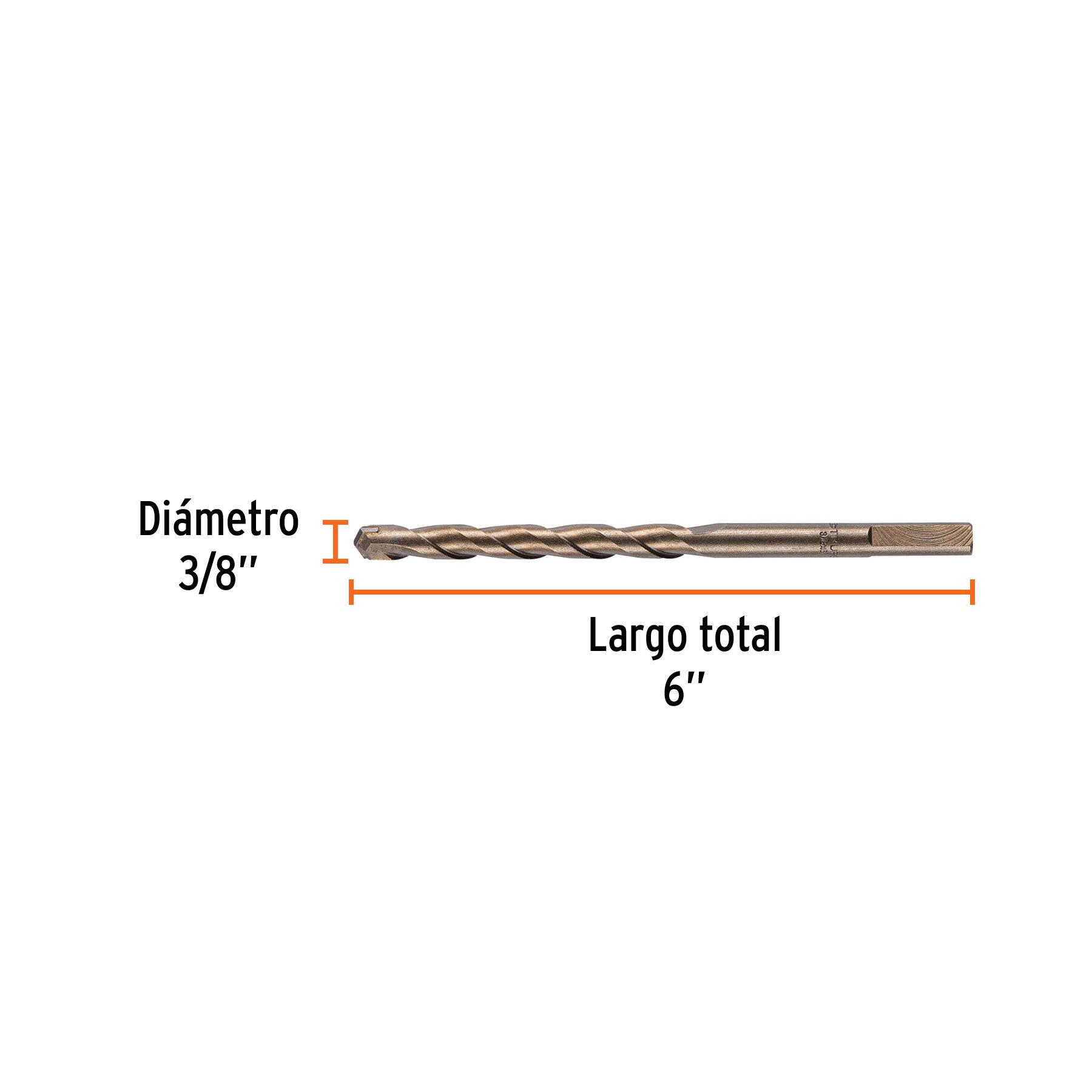Broca para concreto, 3/8 x 6" en blister