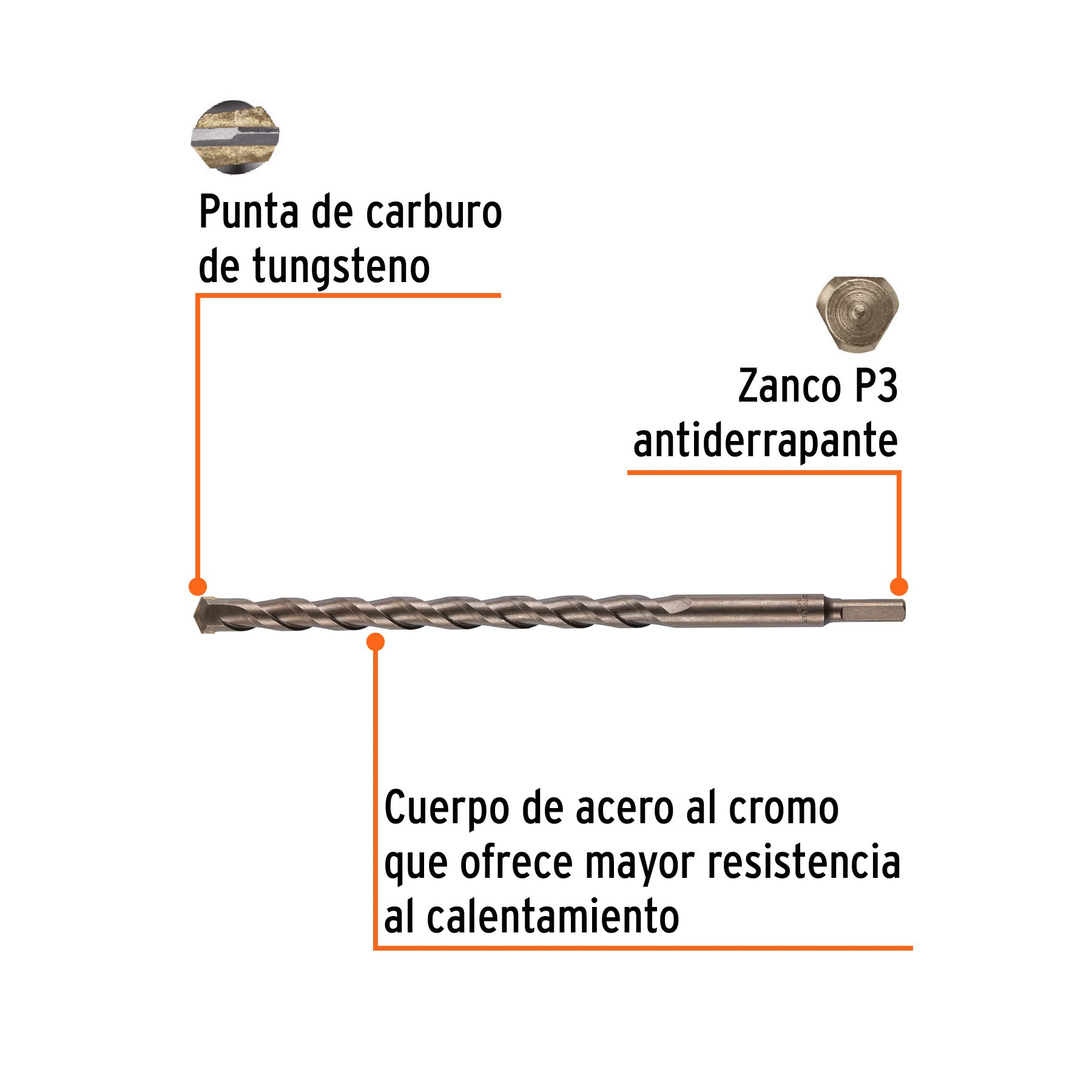 Broca para concreto, 5/8 x 12"