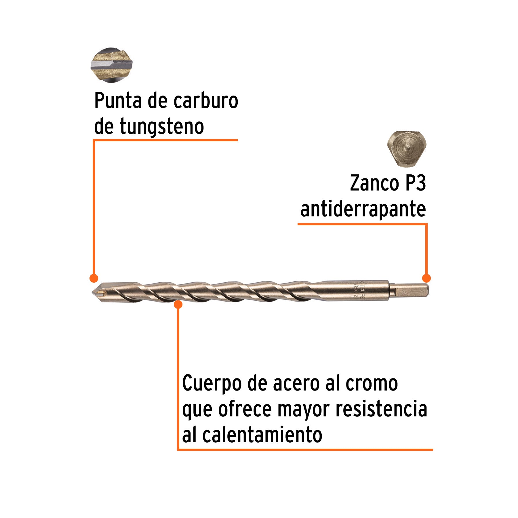 Broca para concreto, 7/8 x 12"