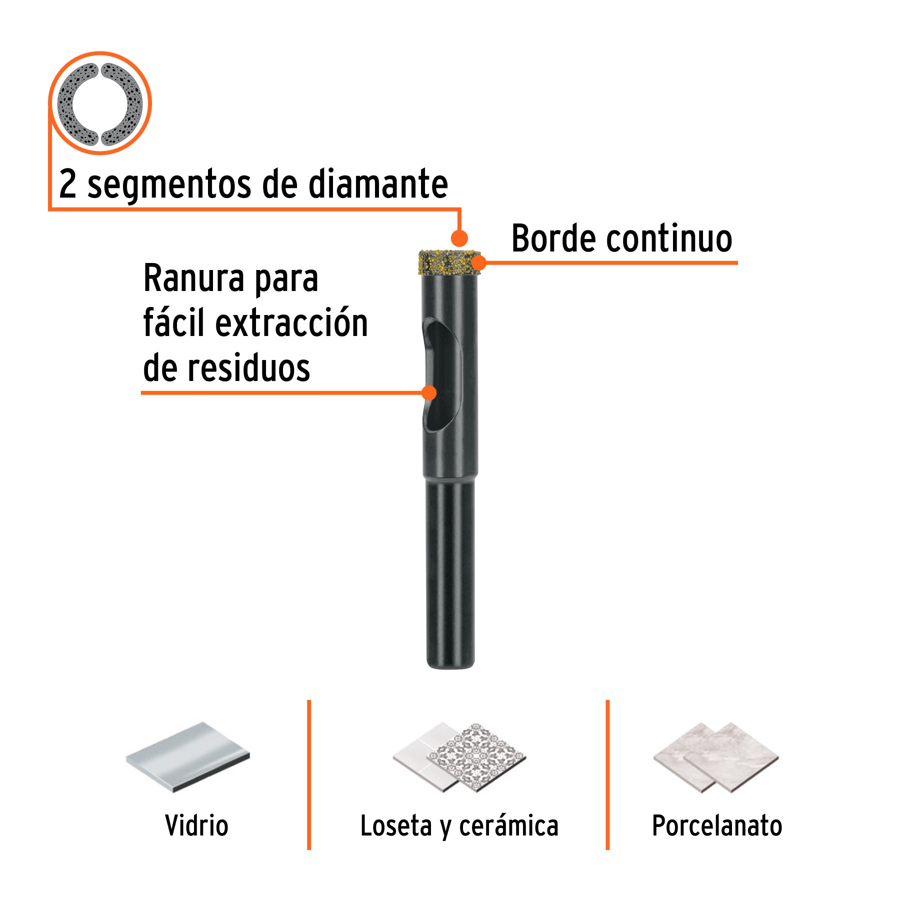 Broca diamantada 10mm (3/8'), TRUPER