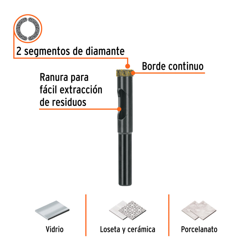 Broca diamantada 10mm (3/8'), TRUPER