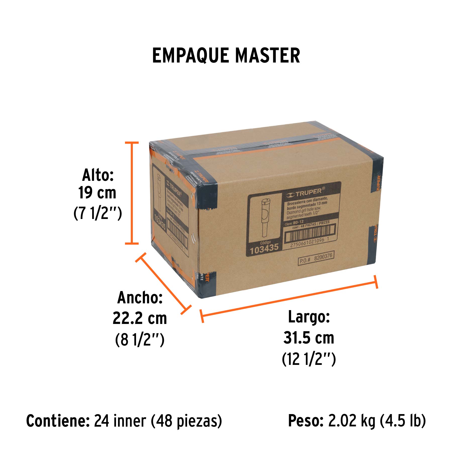 Broca diamantada 12mm (1/2'), TRUPER
