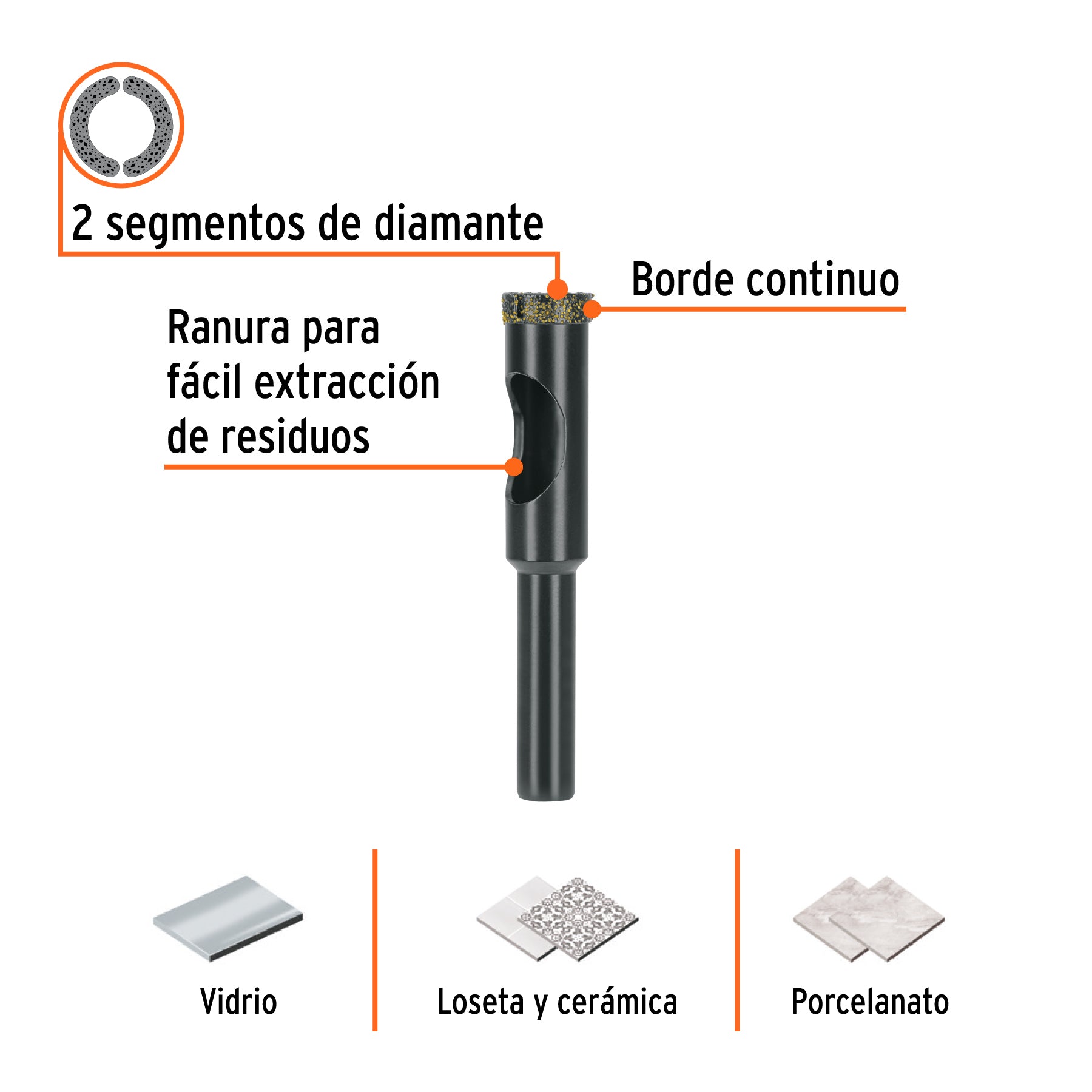 Broca diamantada 12mm (1/2'), TRUPER