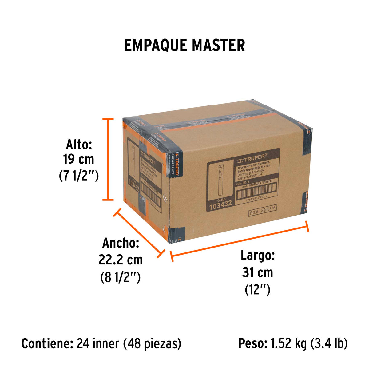 Broca diamantada 6mm (1/4'), TRUPER