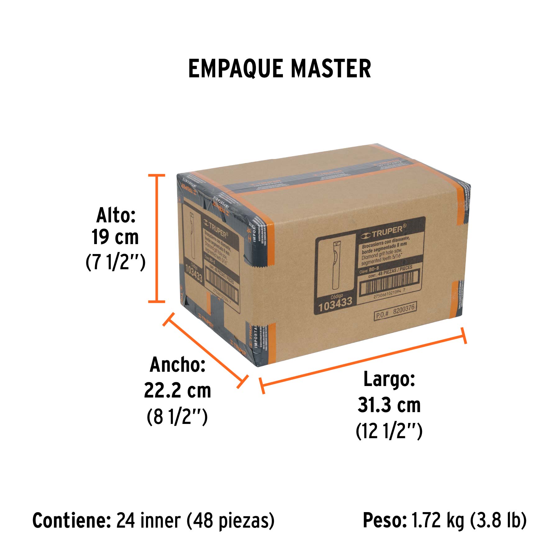 Broca diamantada 8mm (5/16'), TRUPER