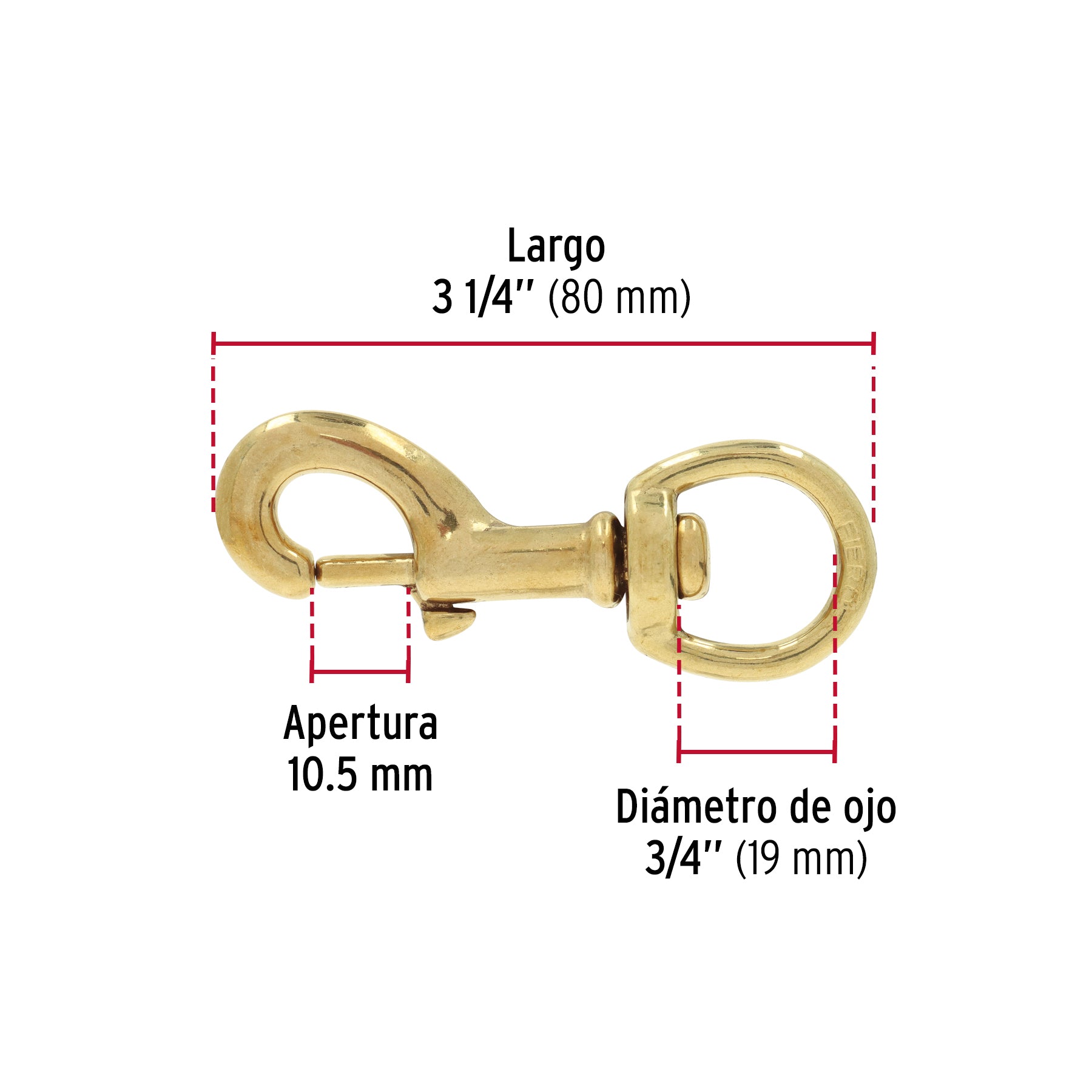 Bandola destorcedora, de latón, 3/4"