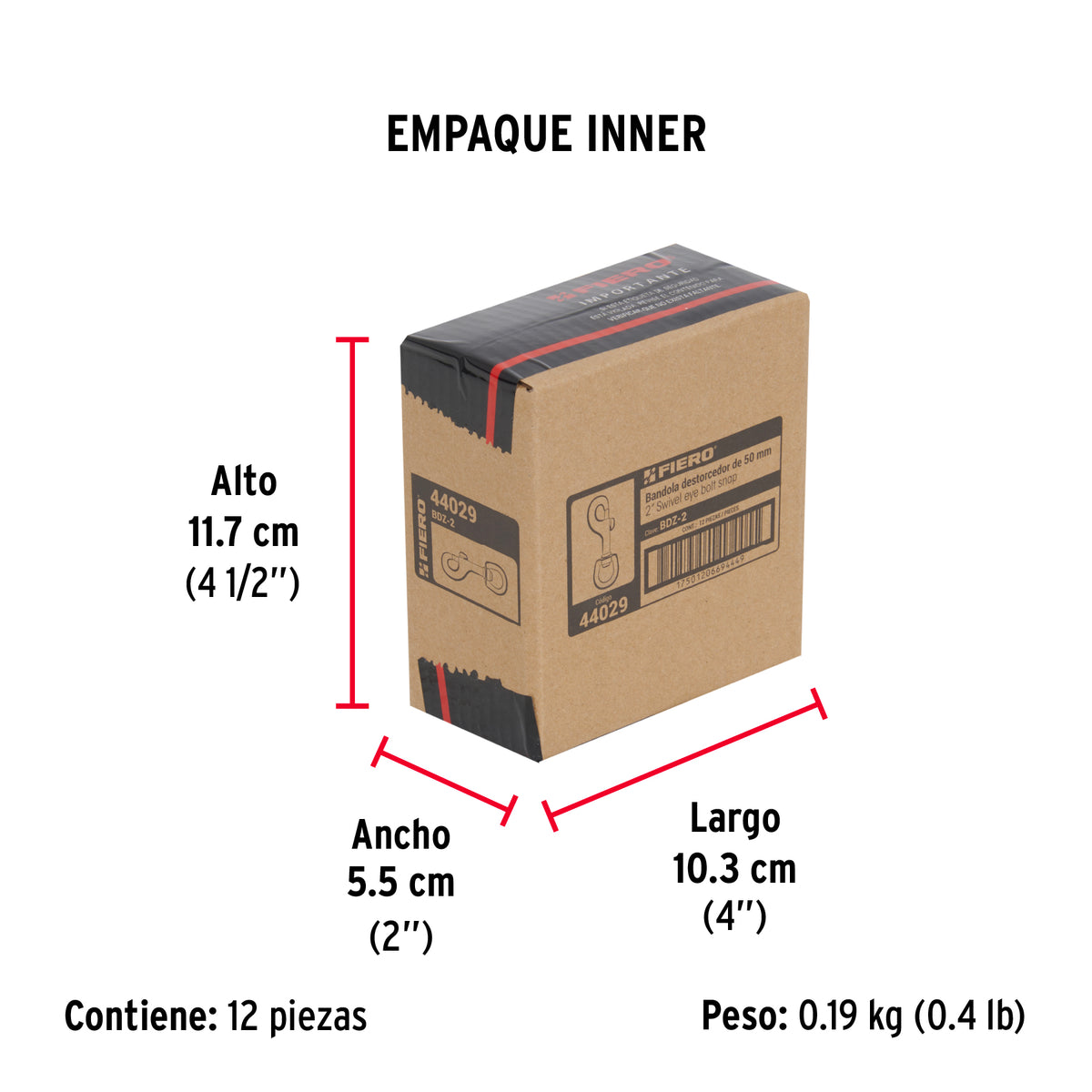 Bandola destorcedora, de zinc, 2"