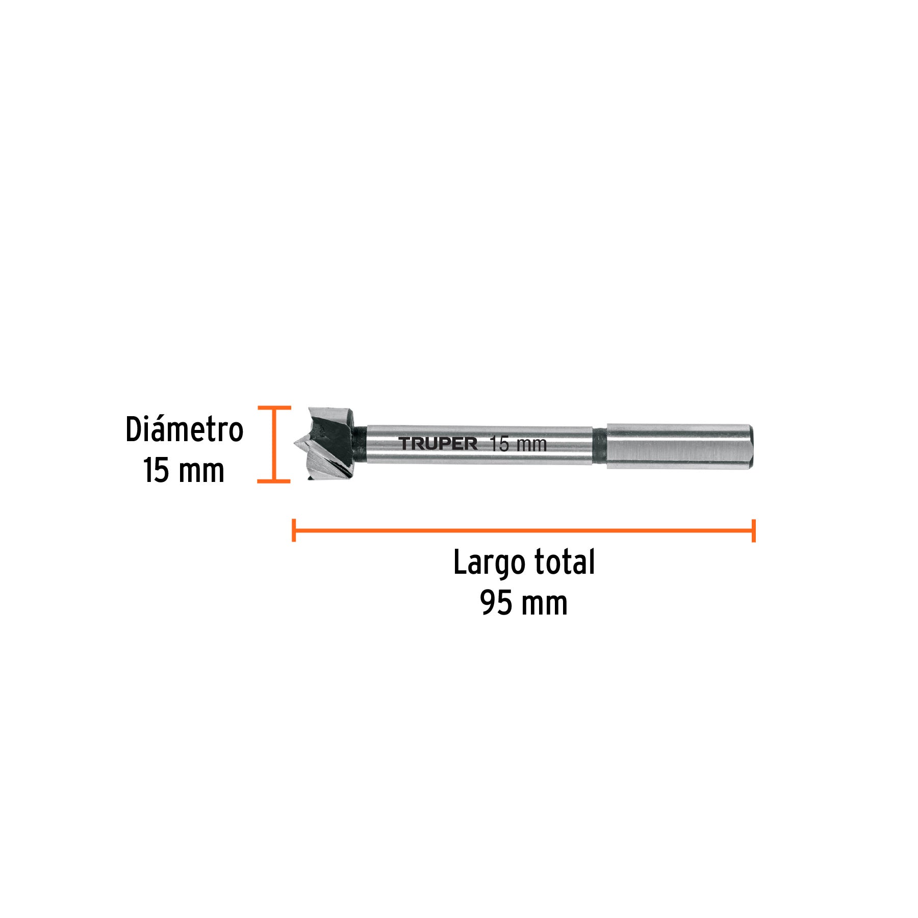 Broca forstner 15 mm para madera, Truper