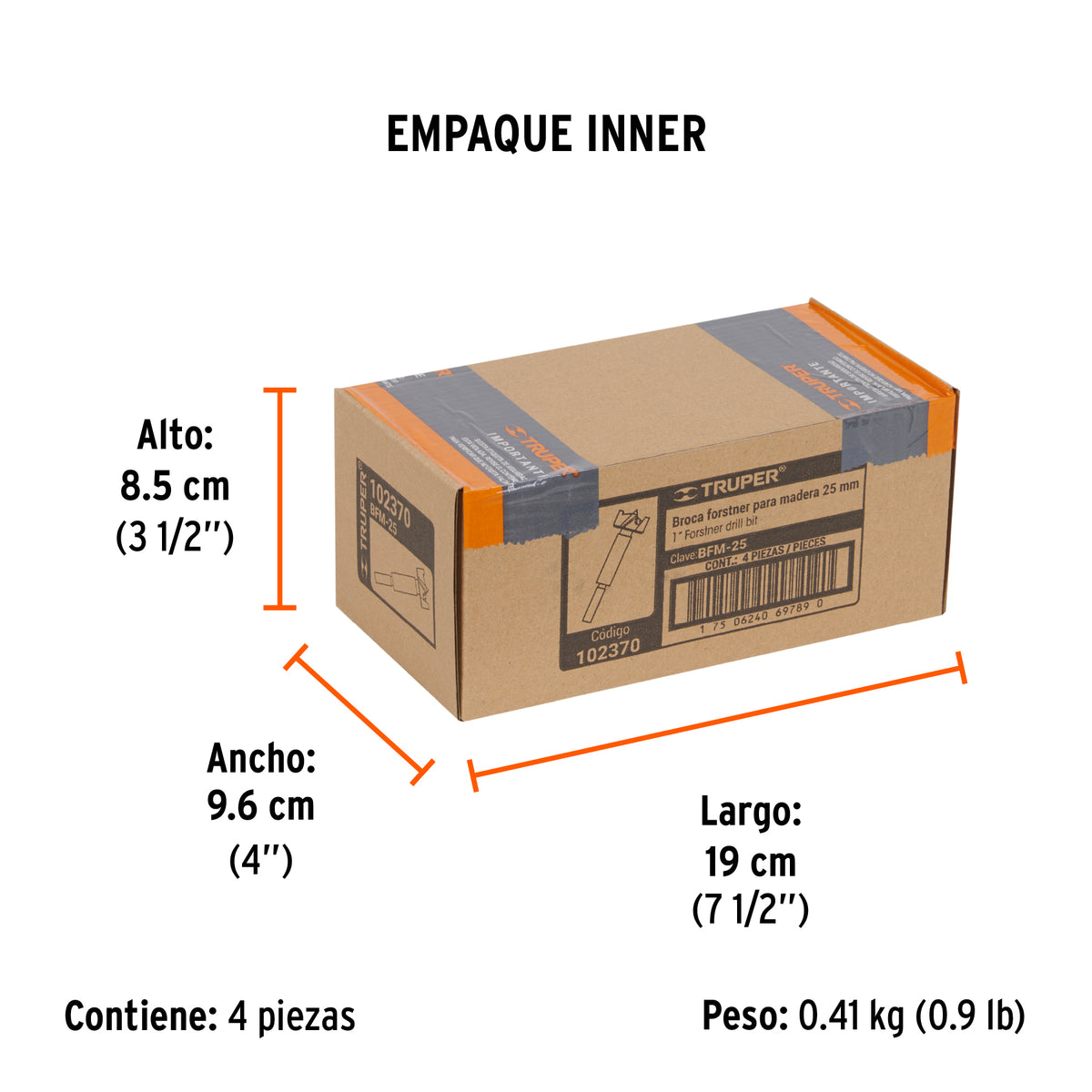 Broca forstner 25 mm para madera, Truper