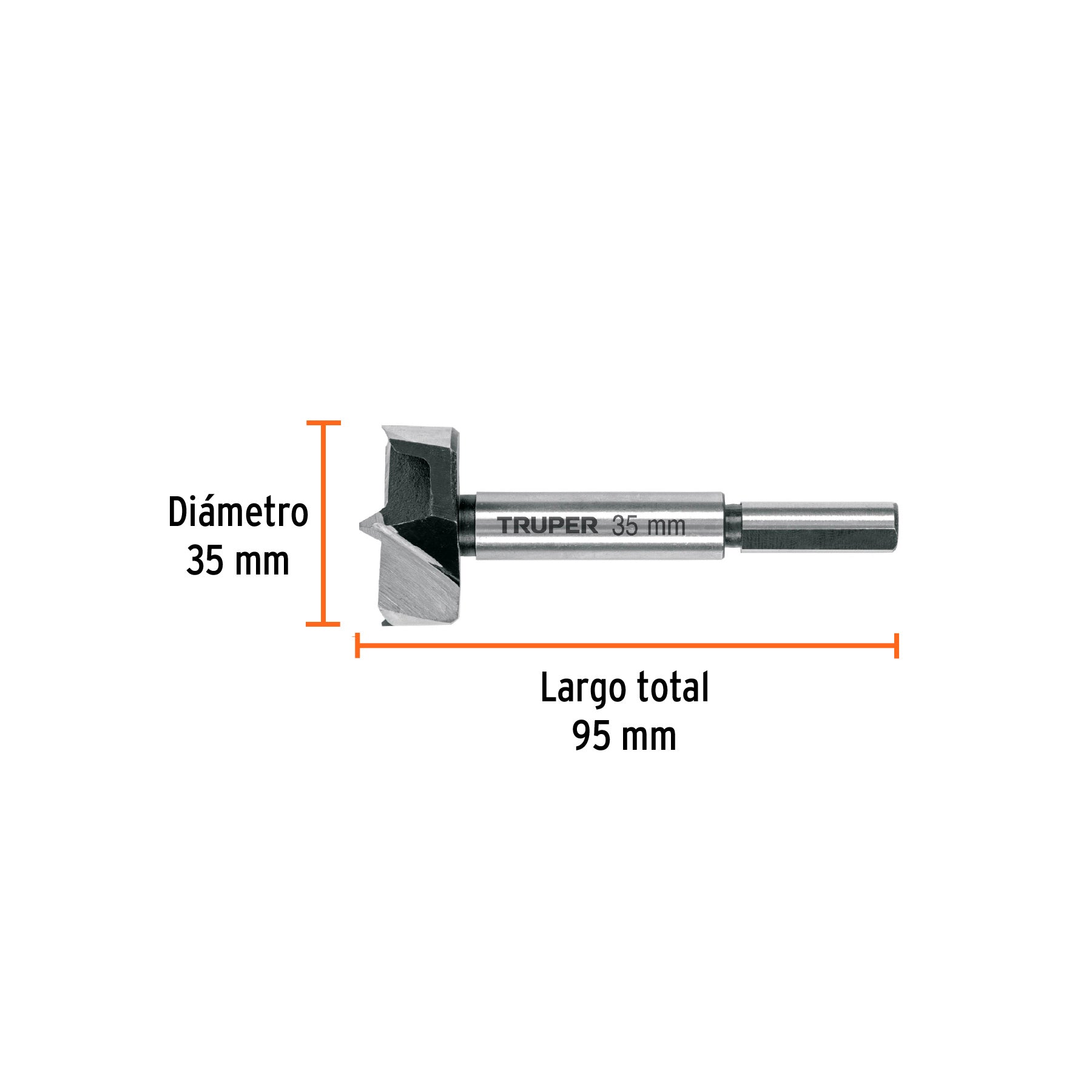 Broca forstner 35 mm para madera, Truper