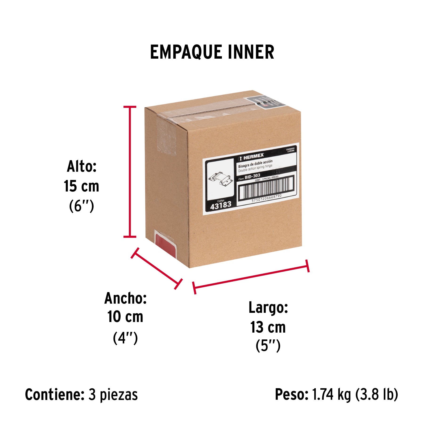 Bisagra doble acción 3", cromo