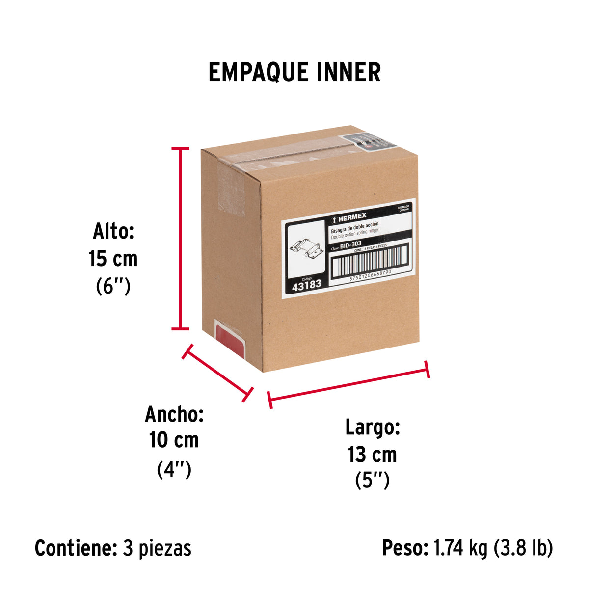 Bisagra doble acción 3", cromo