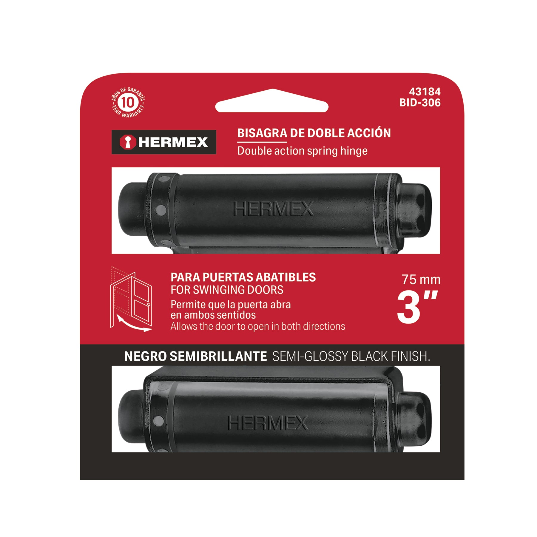 Bisagra doble acción 3", negra