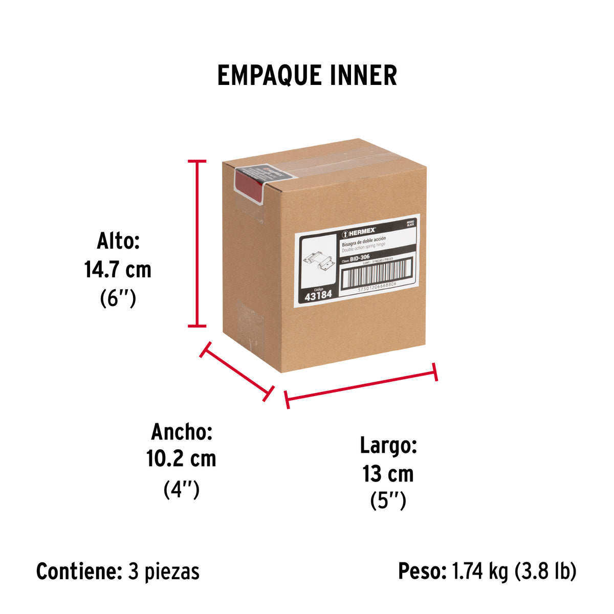 Bisagra doble acción 3", negra