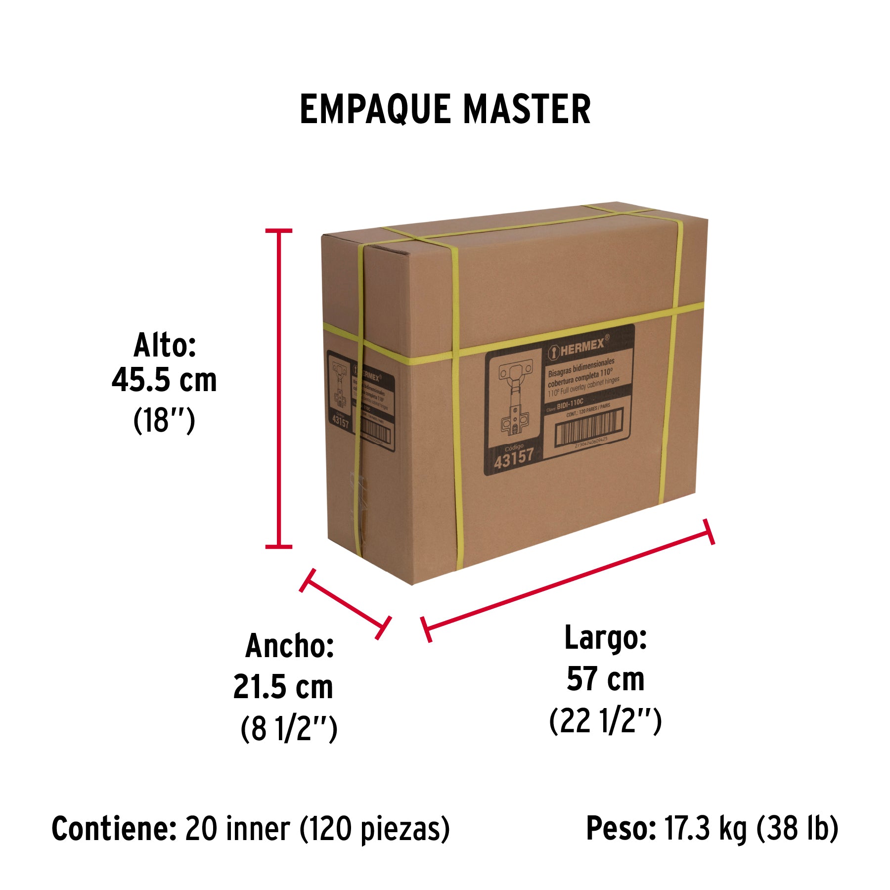 Bisagras bidimensional, 110°, cobertura completa,bolsa 2pzas