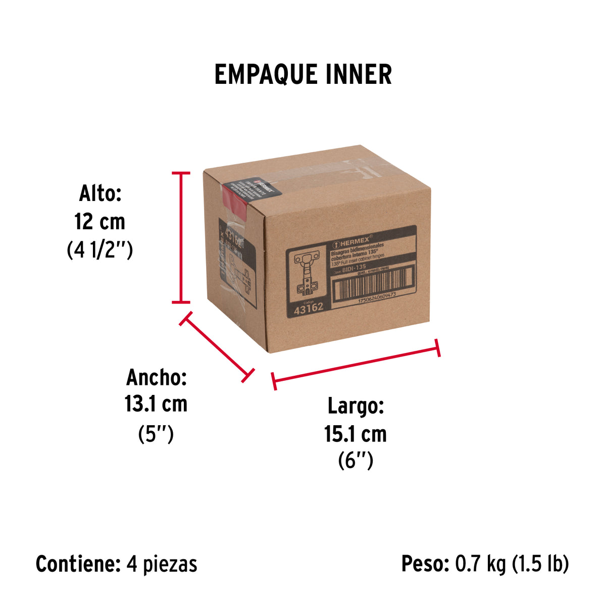 Bisagras bidimensional, 135°, bolsa 2 piezas