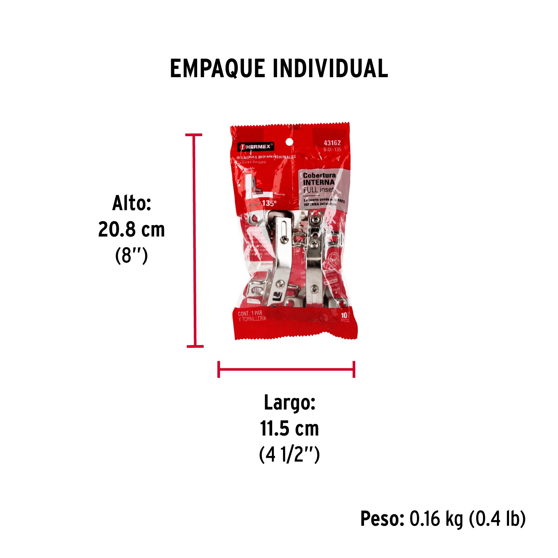 Bisagras bidimensional, 135°, bolsa 2 piezas