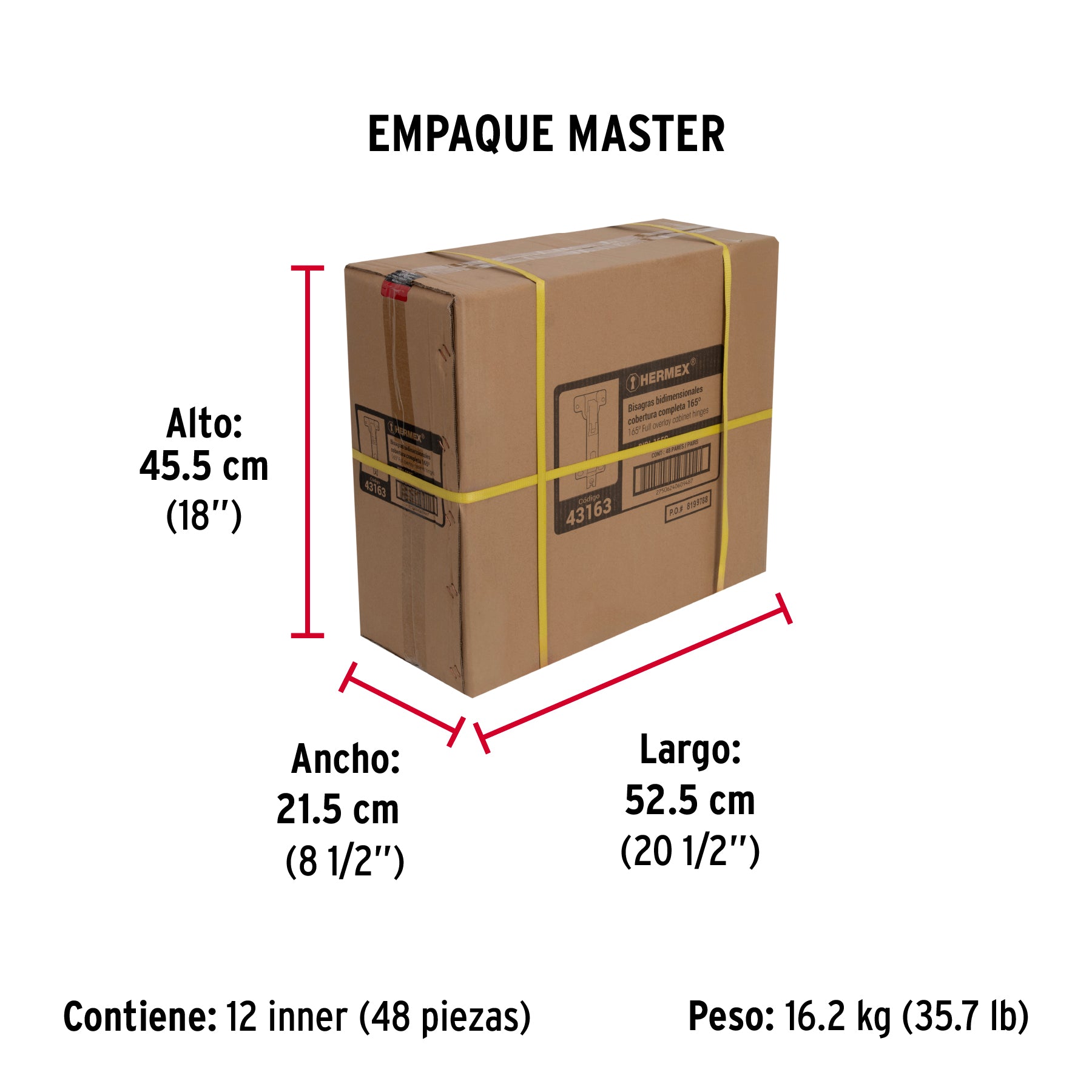 Bisagras bidimensional, 165°, bolsa 2 piezas