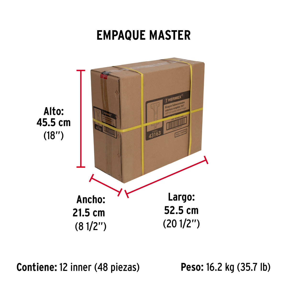 Bisagras bidimensional, 165°, bolsa 2 piezas