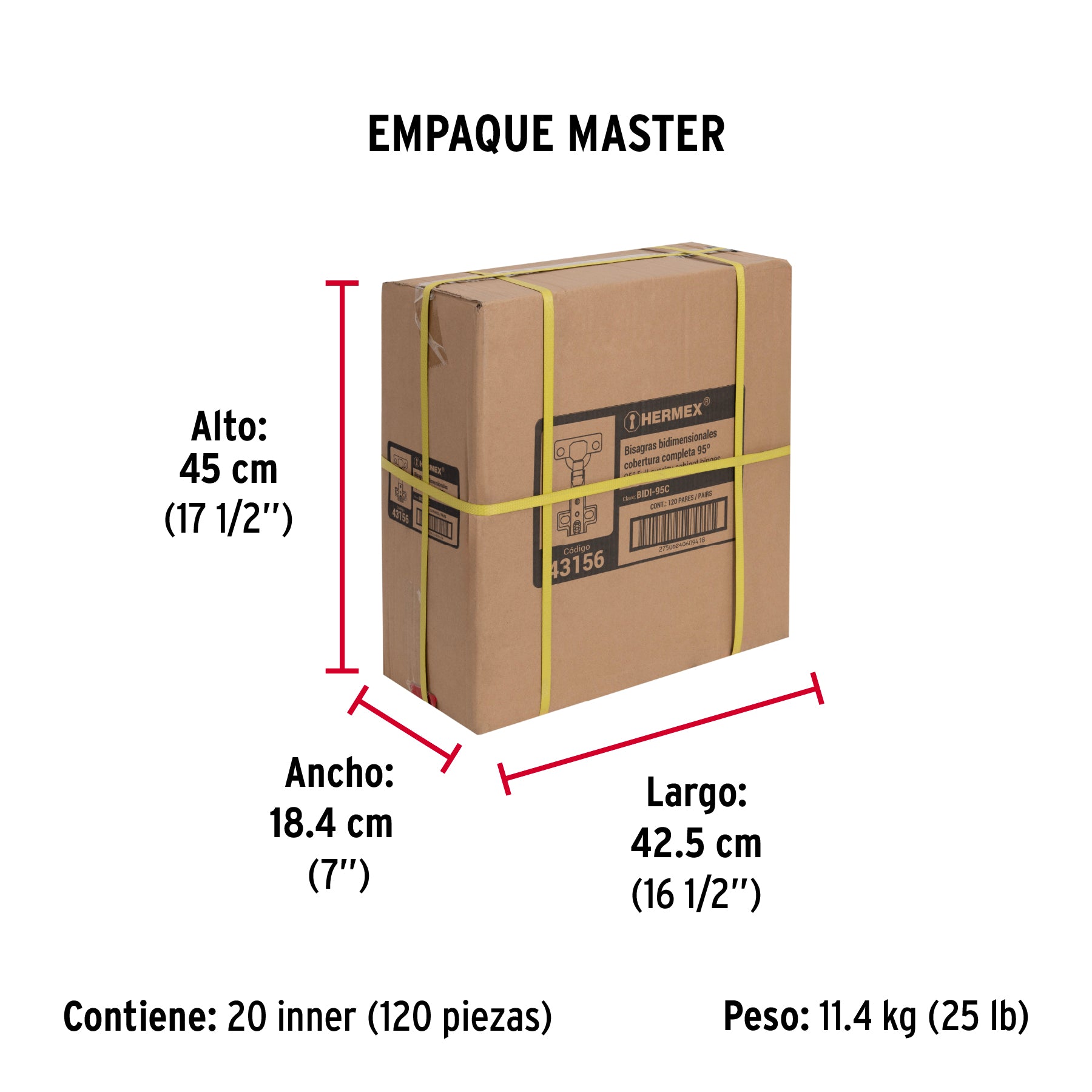 Bisagras bidimensional, 95°, cobertura completa, bolsa 2pzas