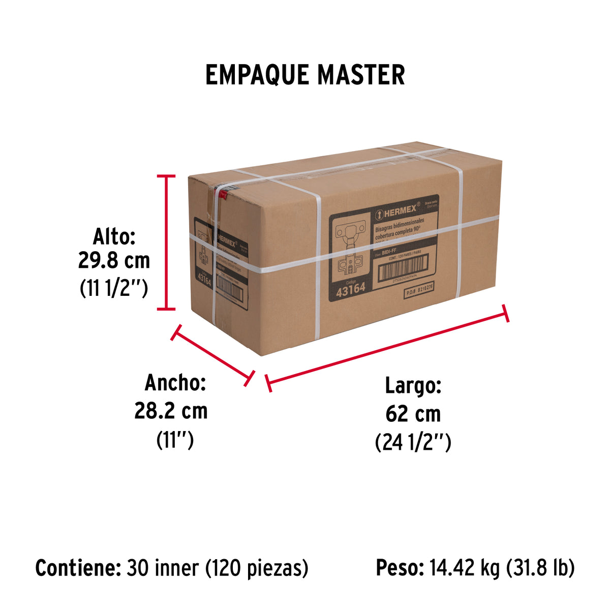 Bisagras bidimensional, brazo corto, bolsa 2 piezas