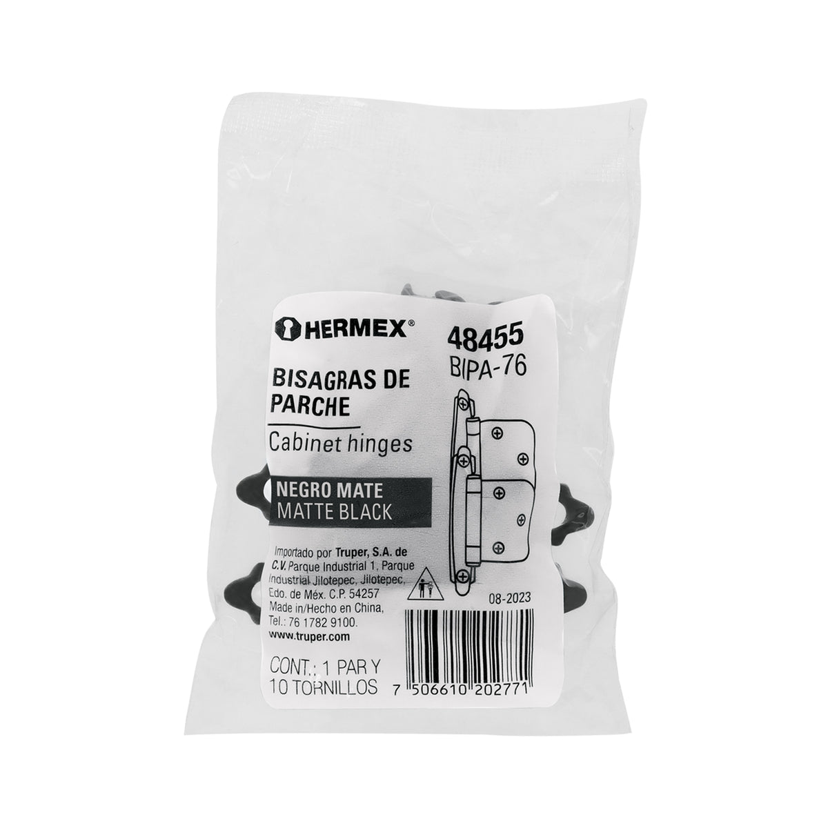 Bolsa con 2 bisagras parche de 7cm, negro, Hermex