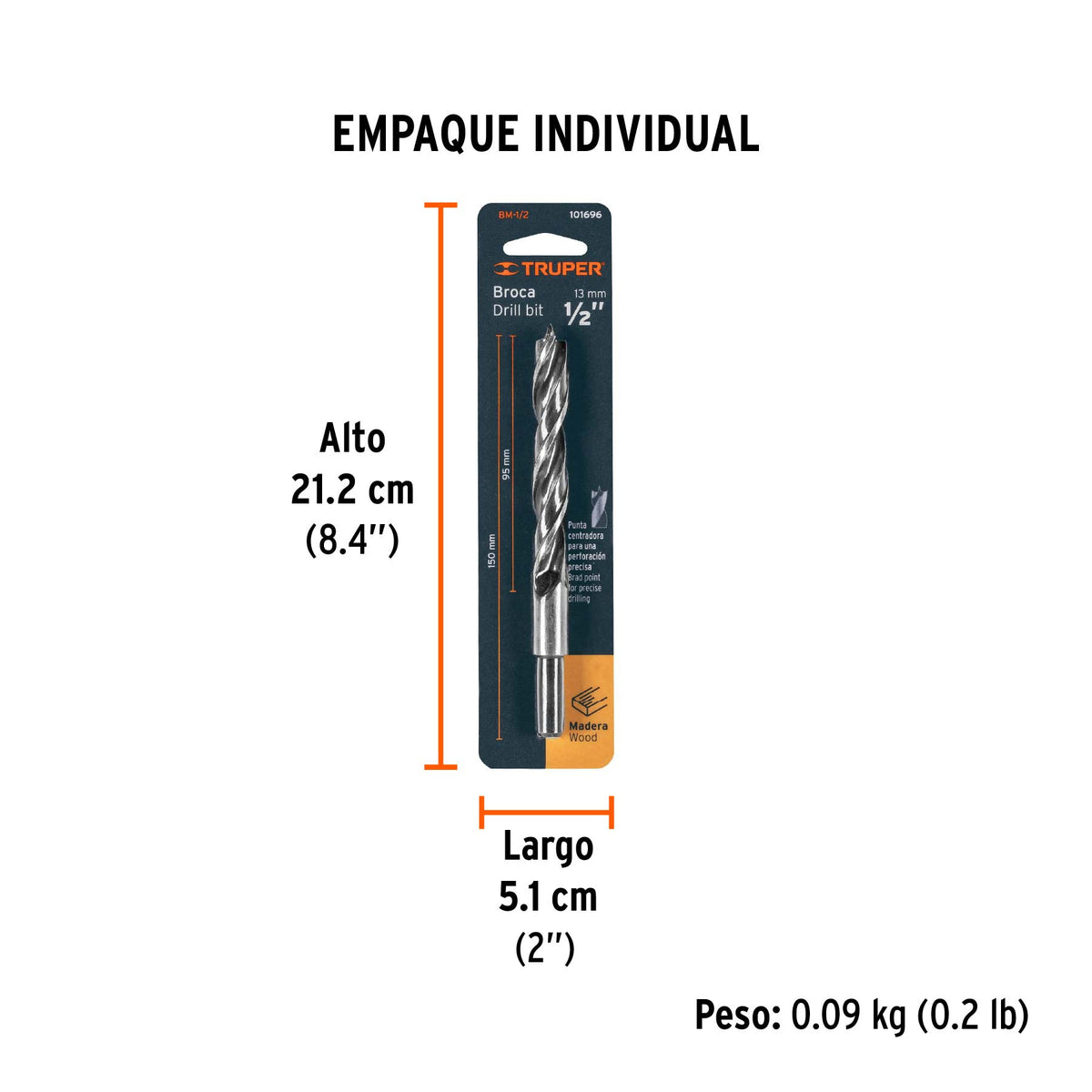 Broca para madera 1/2'