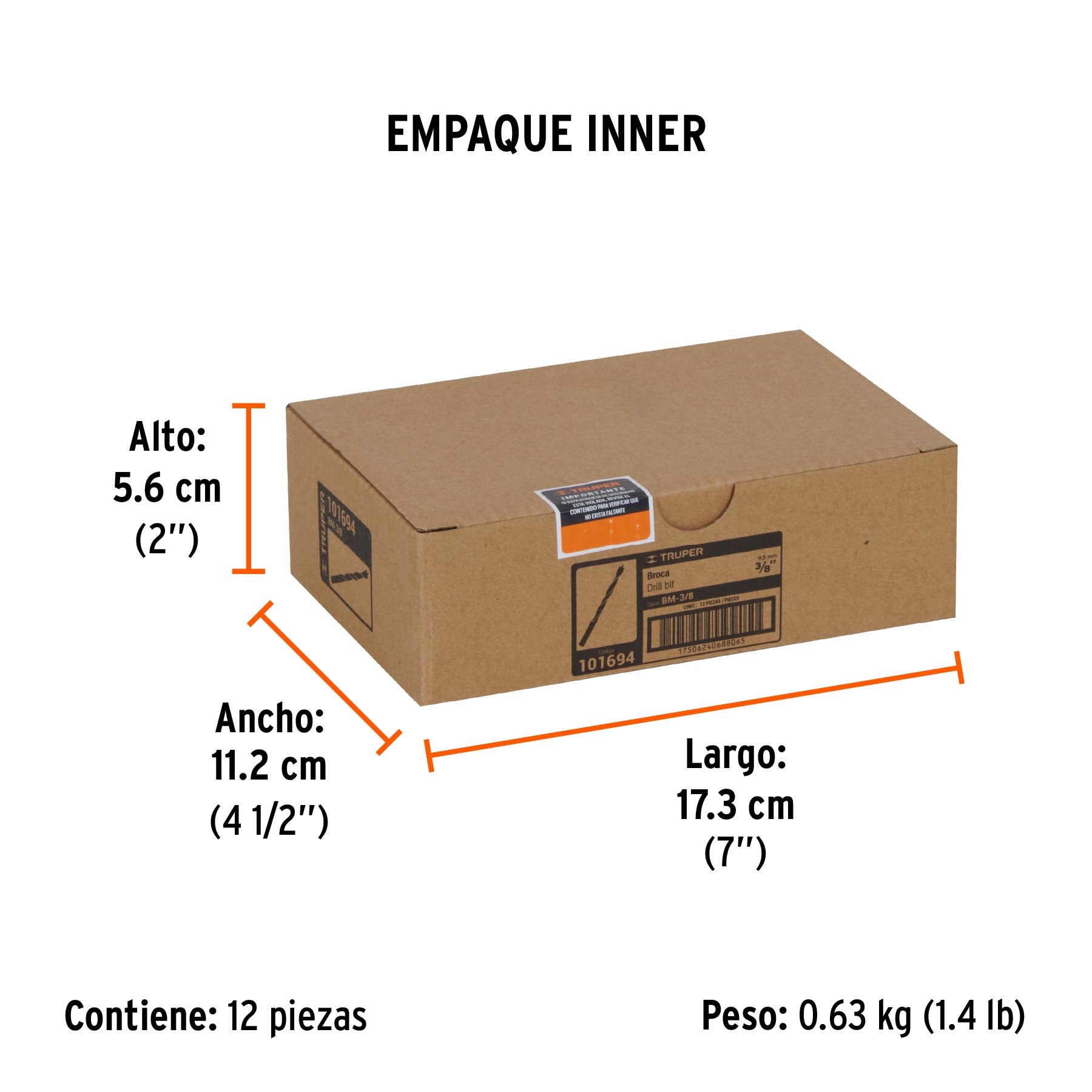 Broca para madera 3/8'