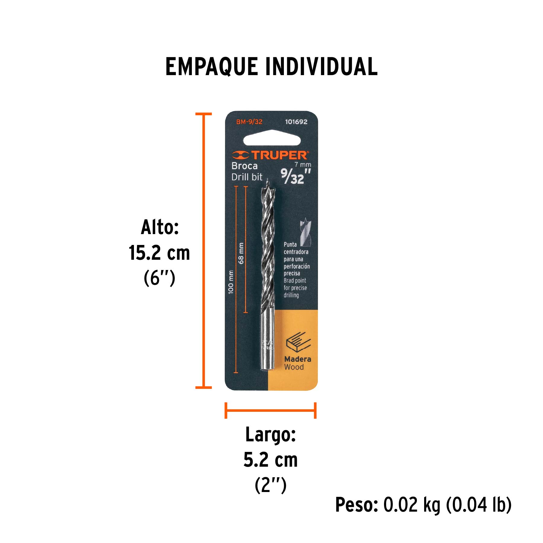 Broca para madera 9/32'