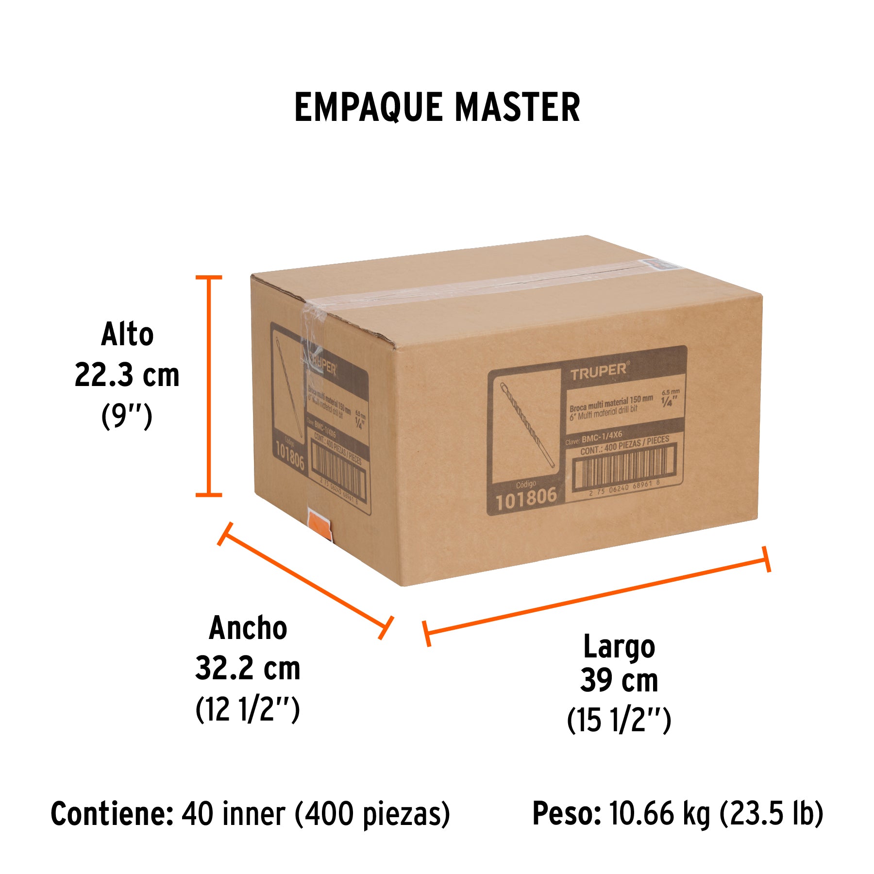 Broca multimaterial 1/4 x 6'