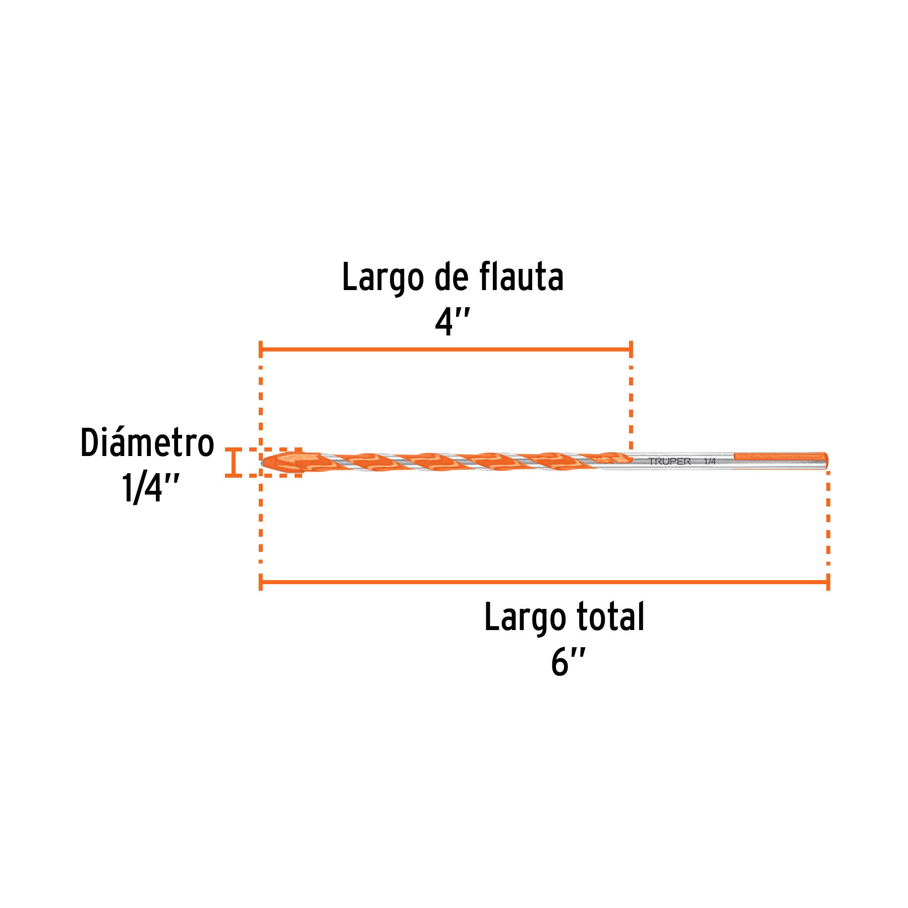 Broca multimaterial 1/4 x 6'