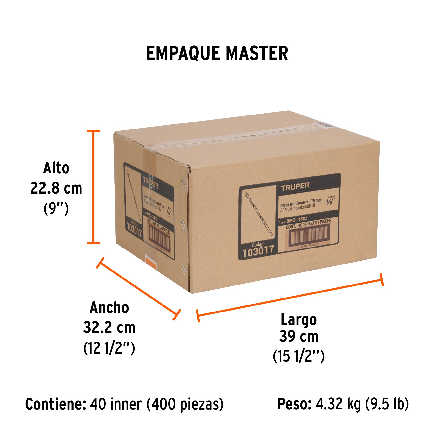 Broca multimaterial 1/8 x 3', Truper