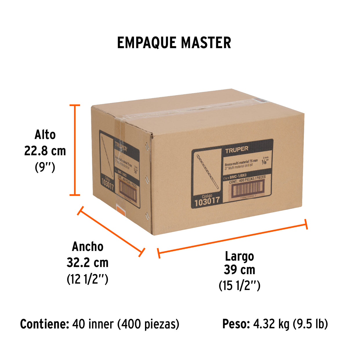 Broca multimaterial 1/8 x 3', Truper