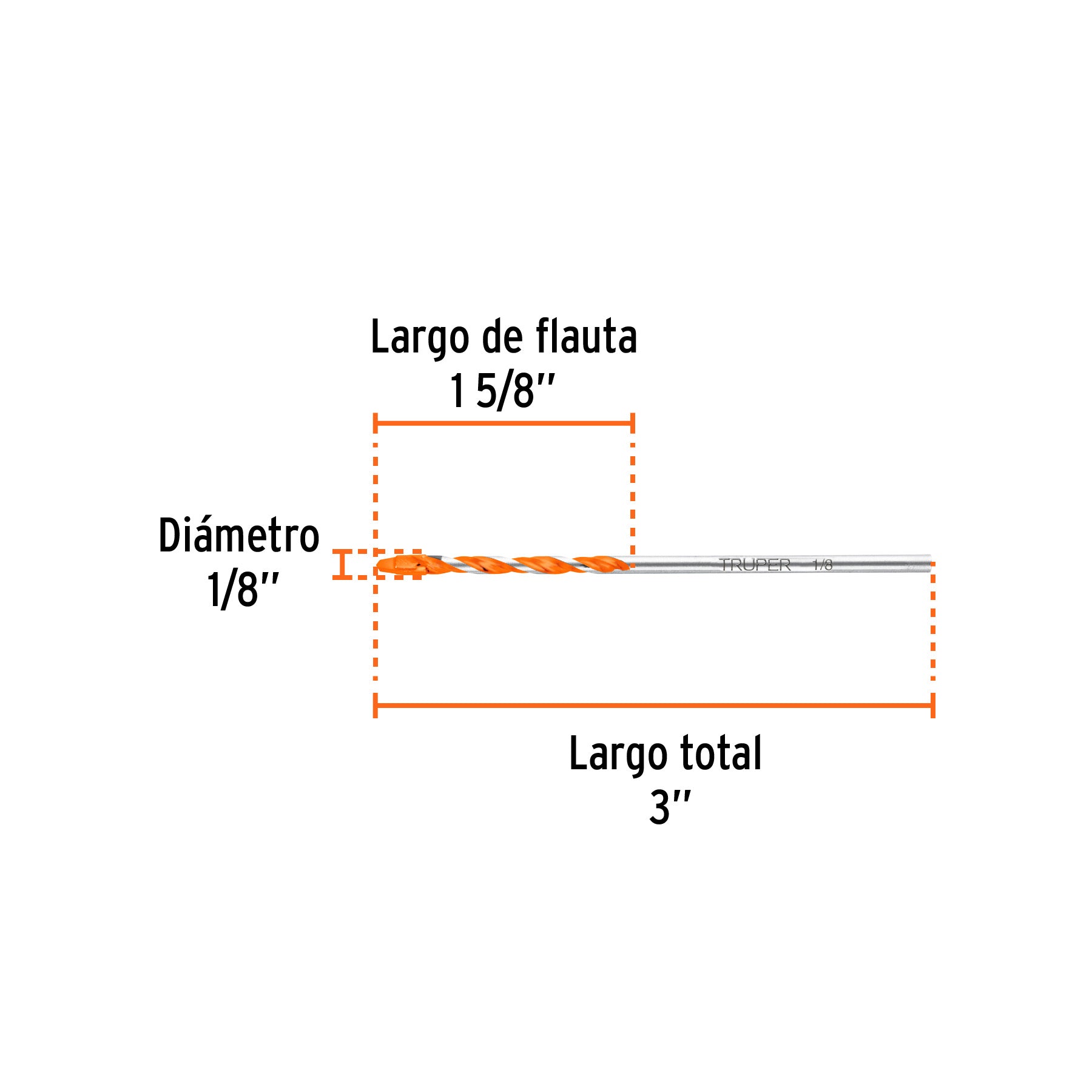 Broca multimaterial 1/8 x 3', Truper