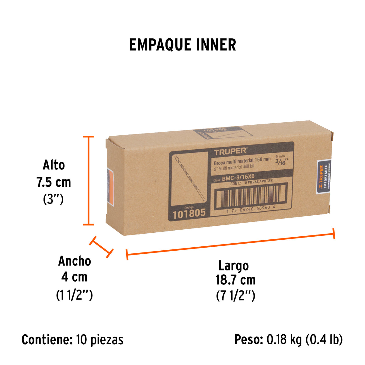 Broca multimaterial 3/16 x 6'