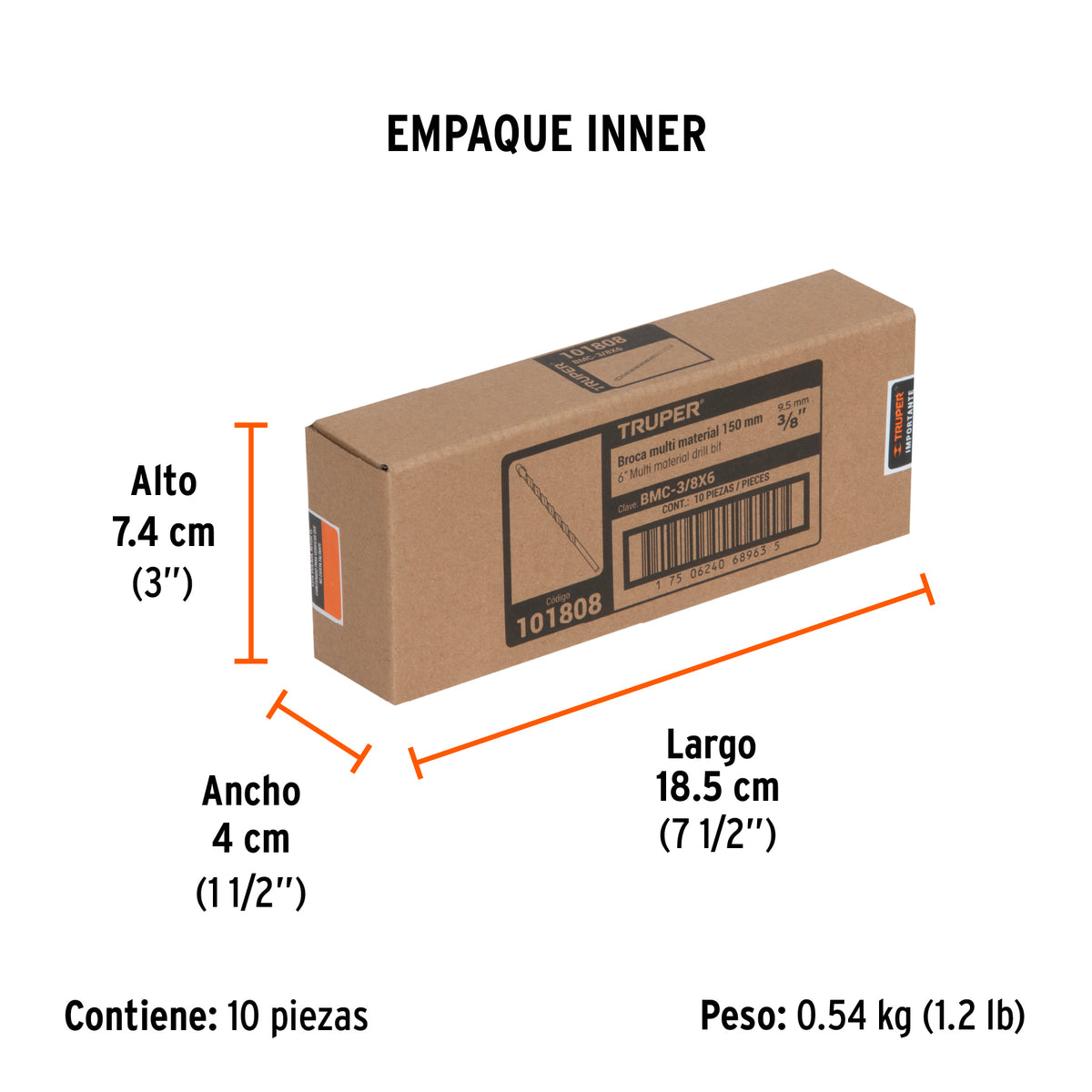 Broca multimaterial 3/8 x 6'