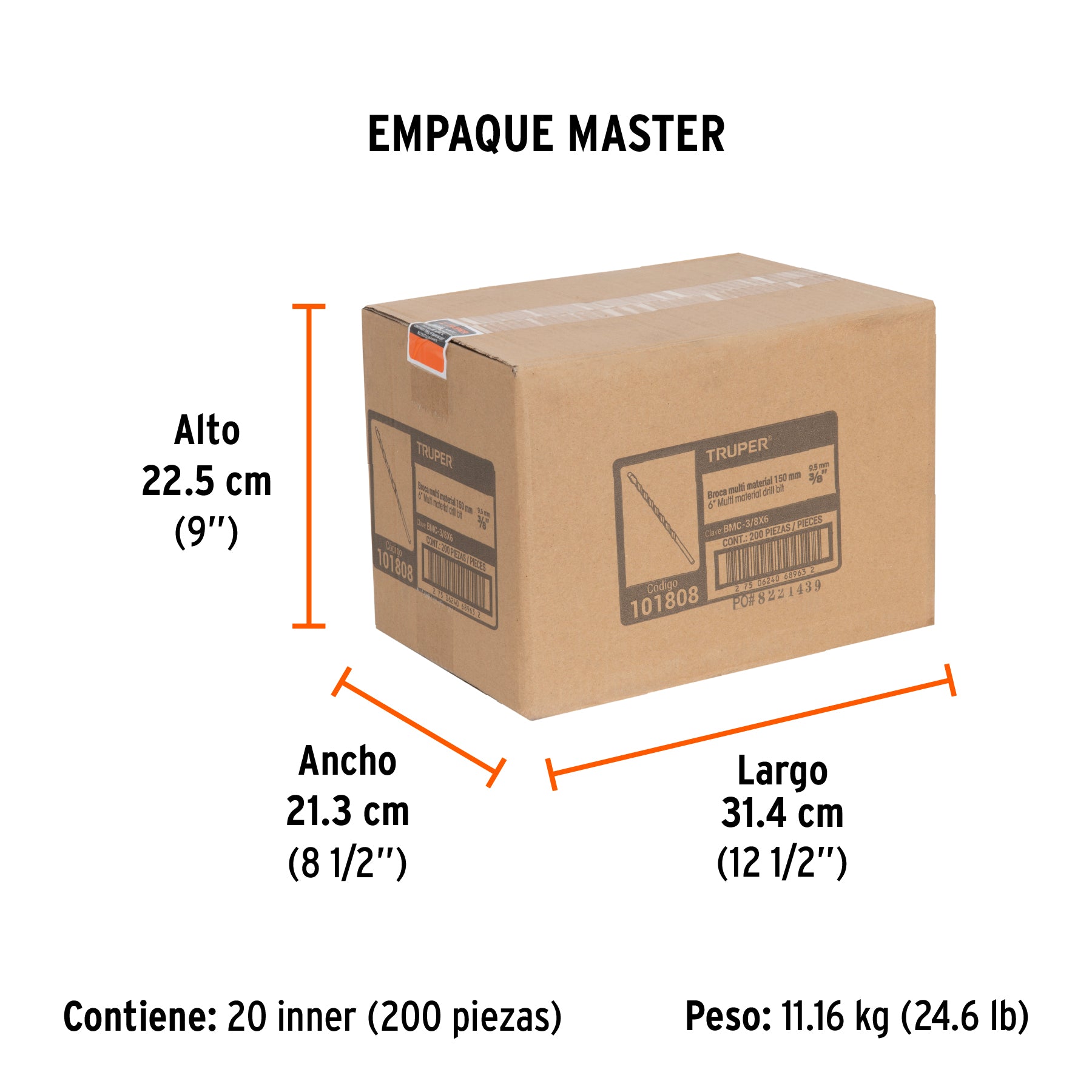 Broca multimaterial 3/8 x 6'