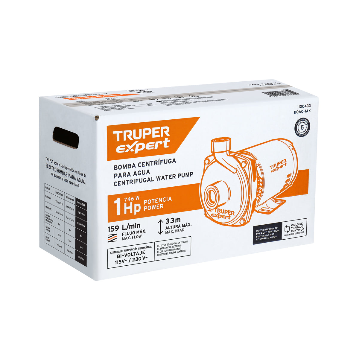 BOMBA P/AGUA CENTRIFUGAS DE 1 HP 33M