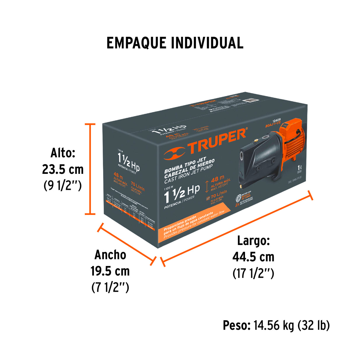 Bomba eléctrica para agua tipo jet 1-1/2 HP
