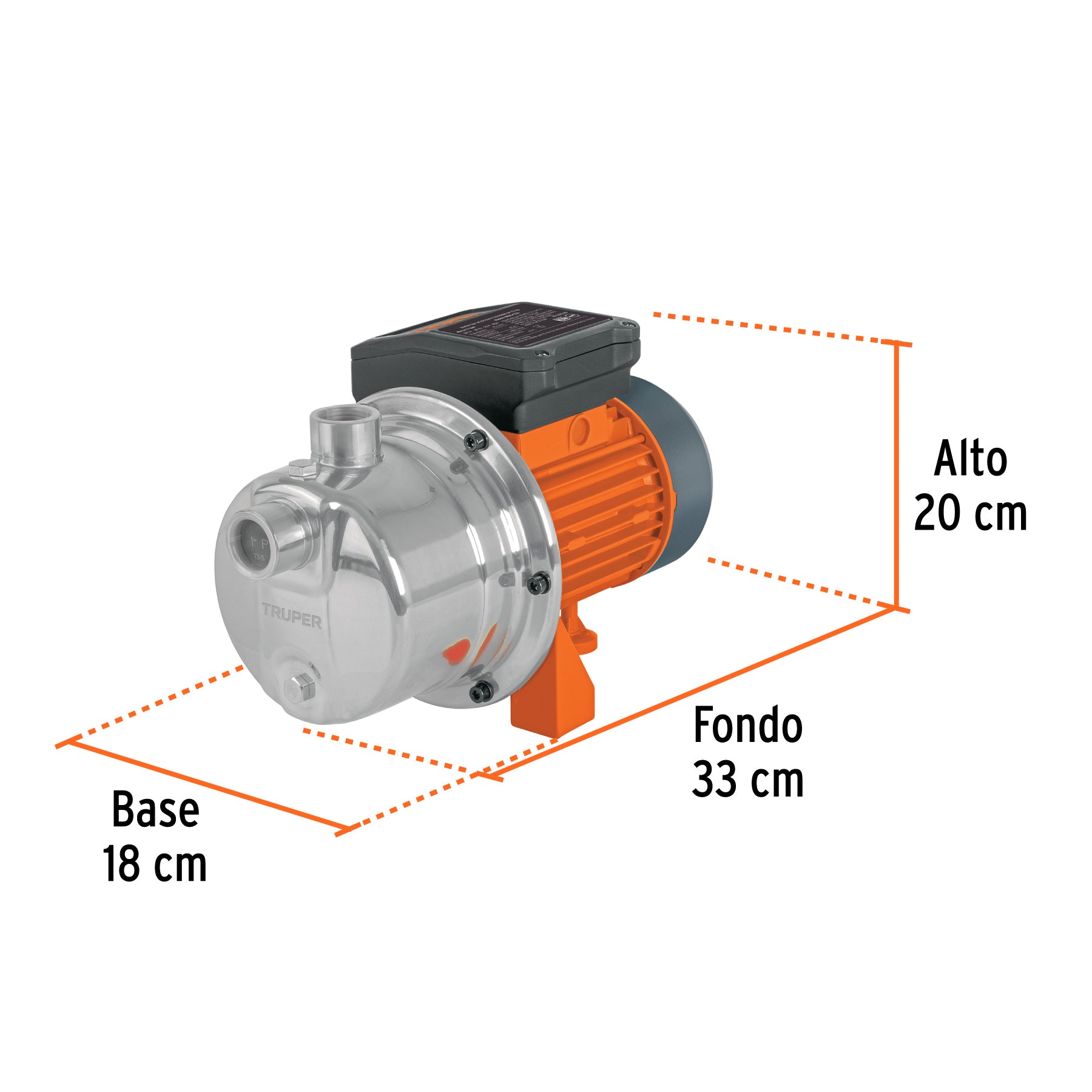 Bomba eléctrica para agua, tipo jet, acero inoxidable, 1/2HP