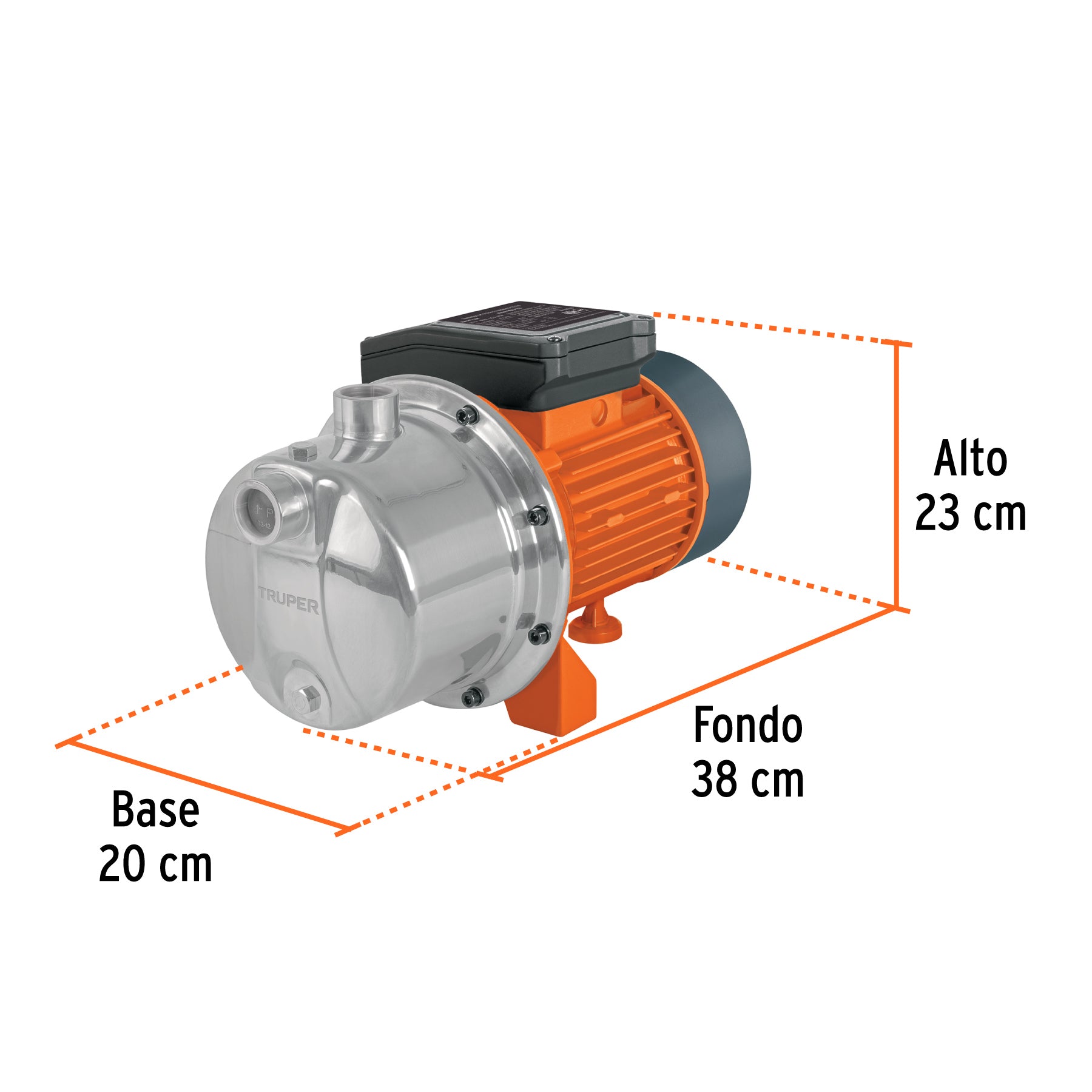 Bomba eléctrica para agua, tipo jet, acero inoxidable, 1 HP