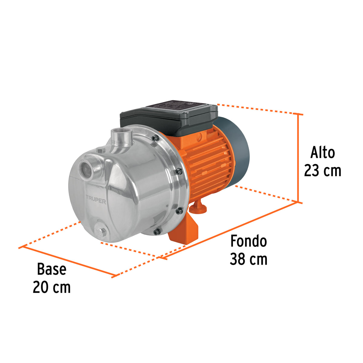 Bomba eléctrica para agua, tipo jet, acero inoxidable, 1 HP