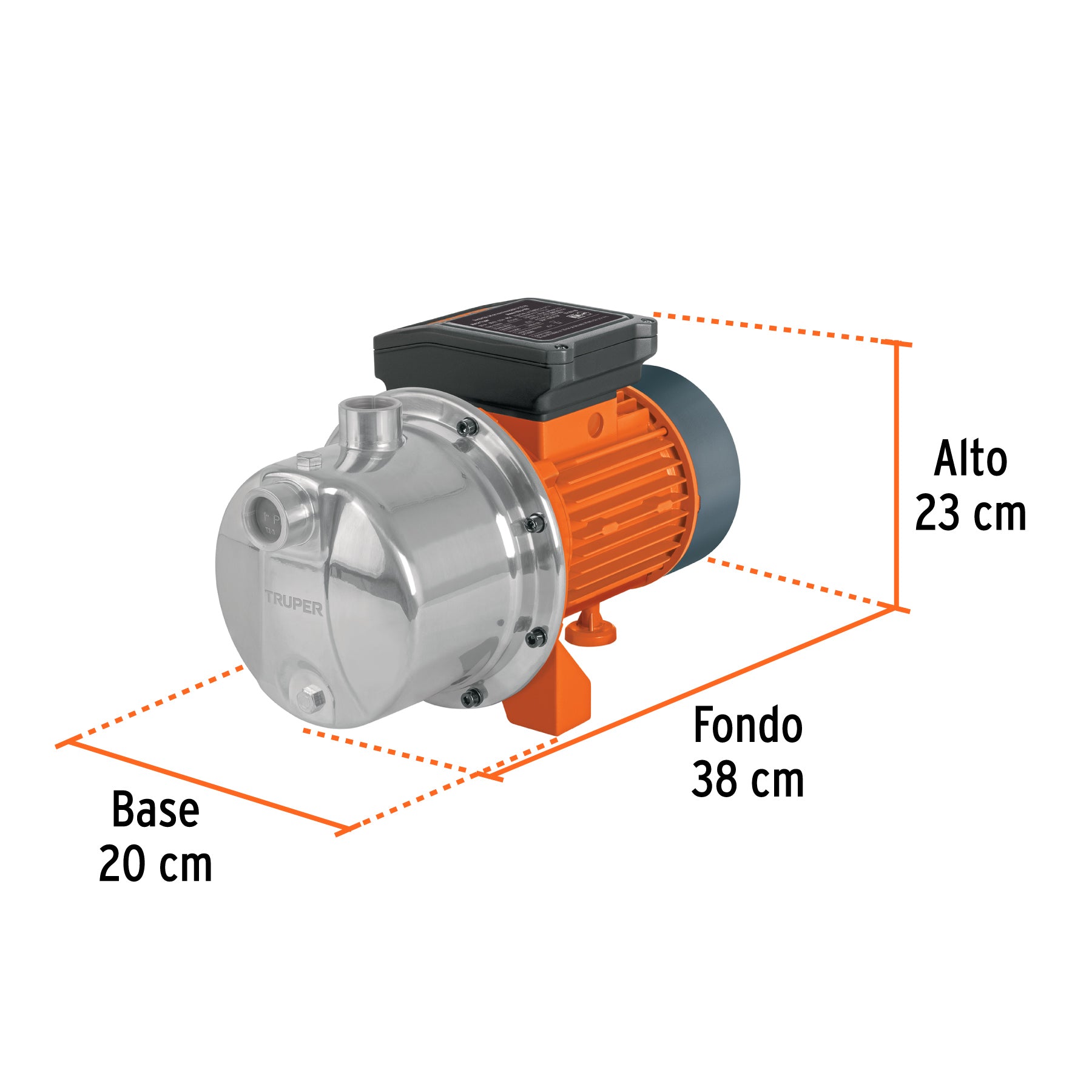Bomba eléctrica para agua, tipo jet, acero inoxidable, 3/4HP